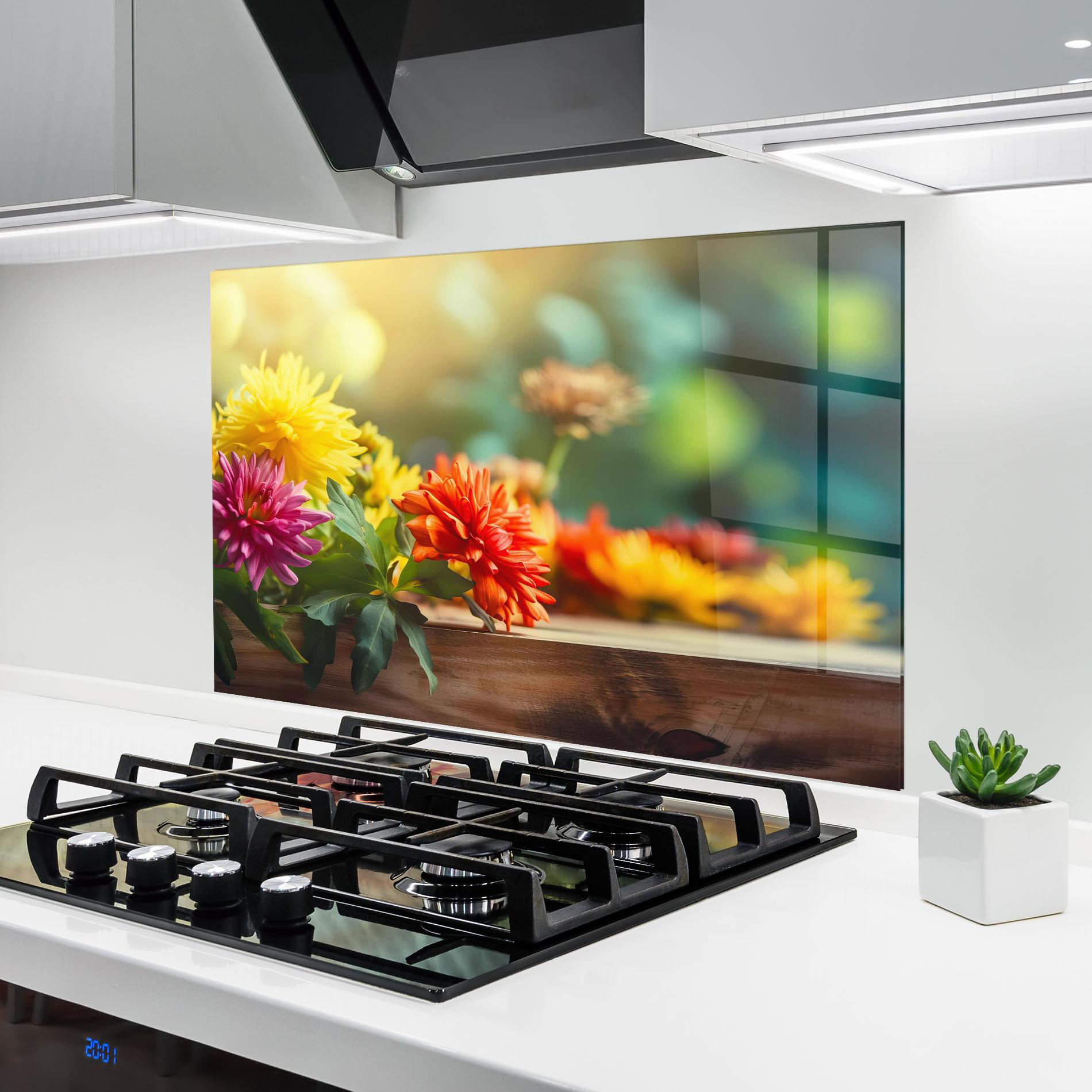 Küchenrückwand Glas Wood Wild Flower mockup 6