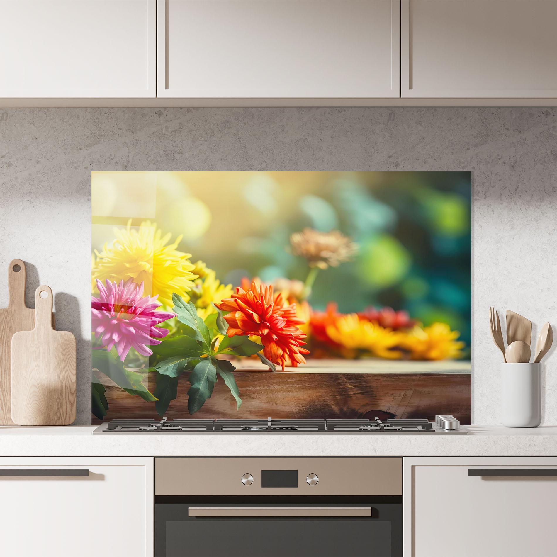 Küchenrückwand Glas Wood Wild Flower mockup 7