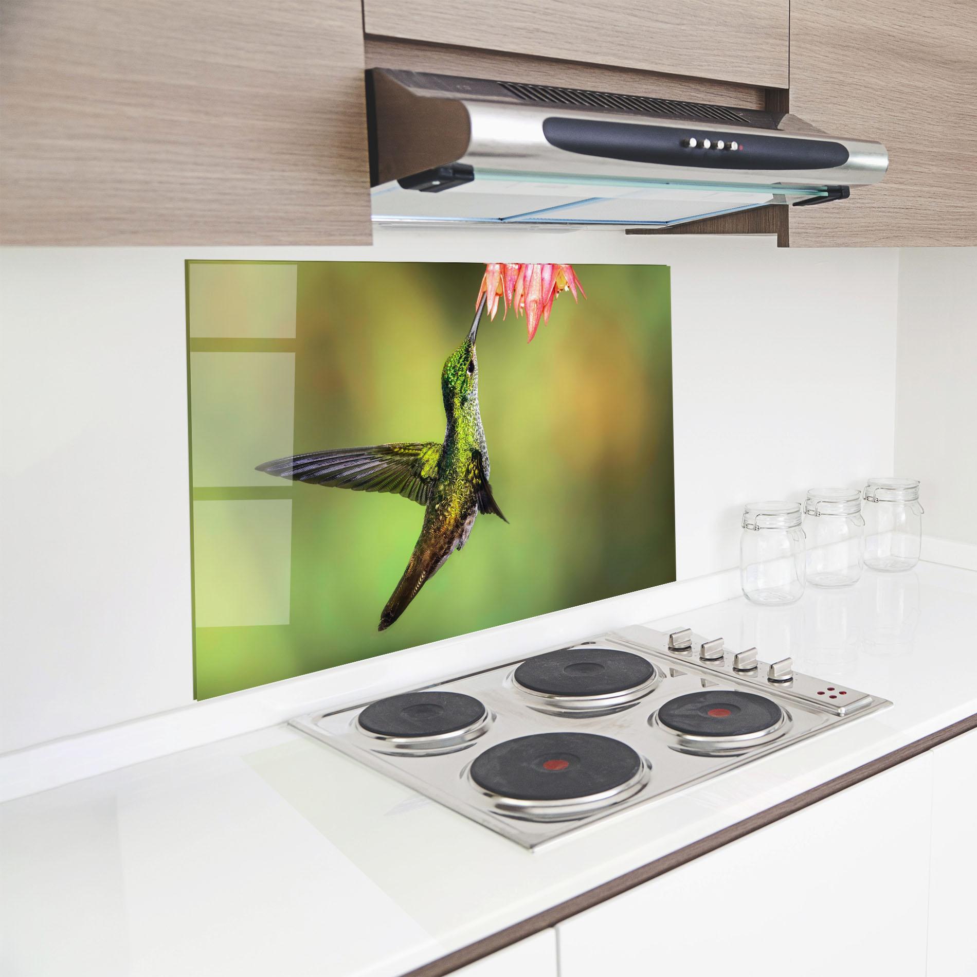 Küchenrückwand Glas Wild Bird Flower mockup 8