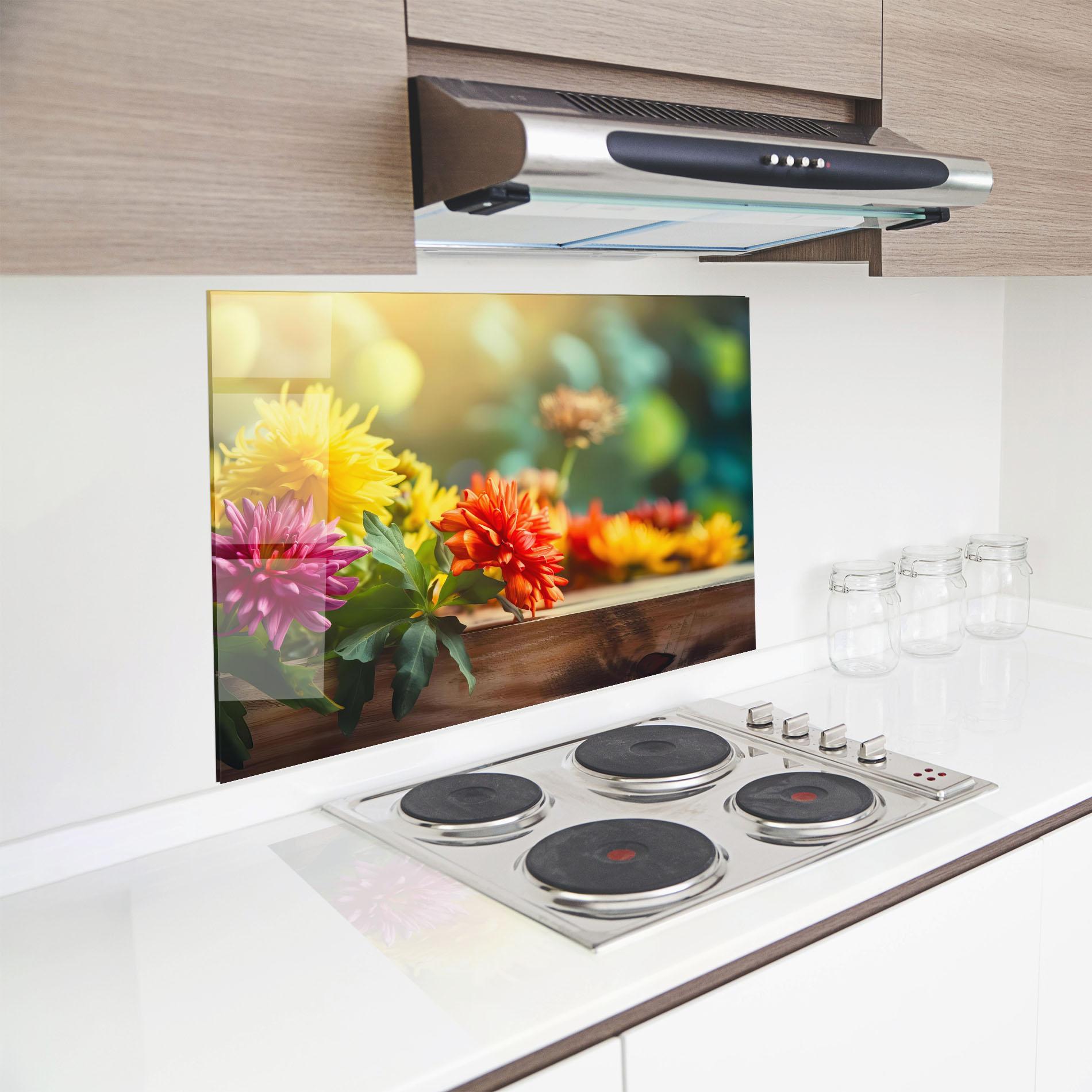 Küchenrückwand Glas Wood Wild Flower mockup 8
