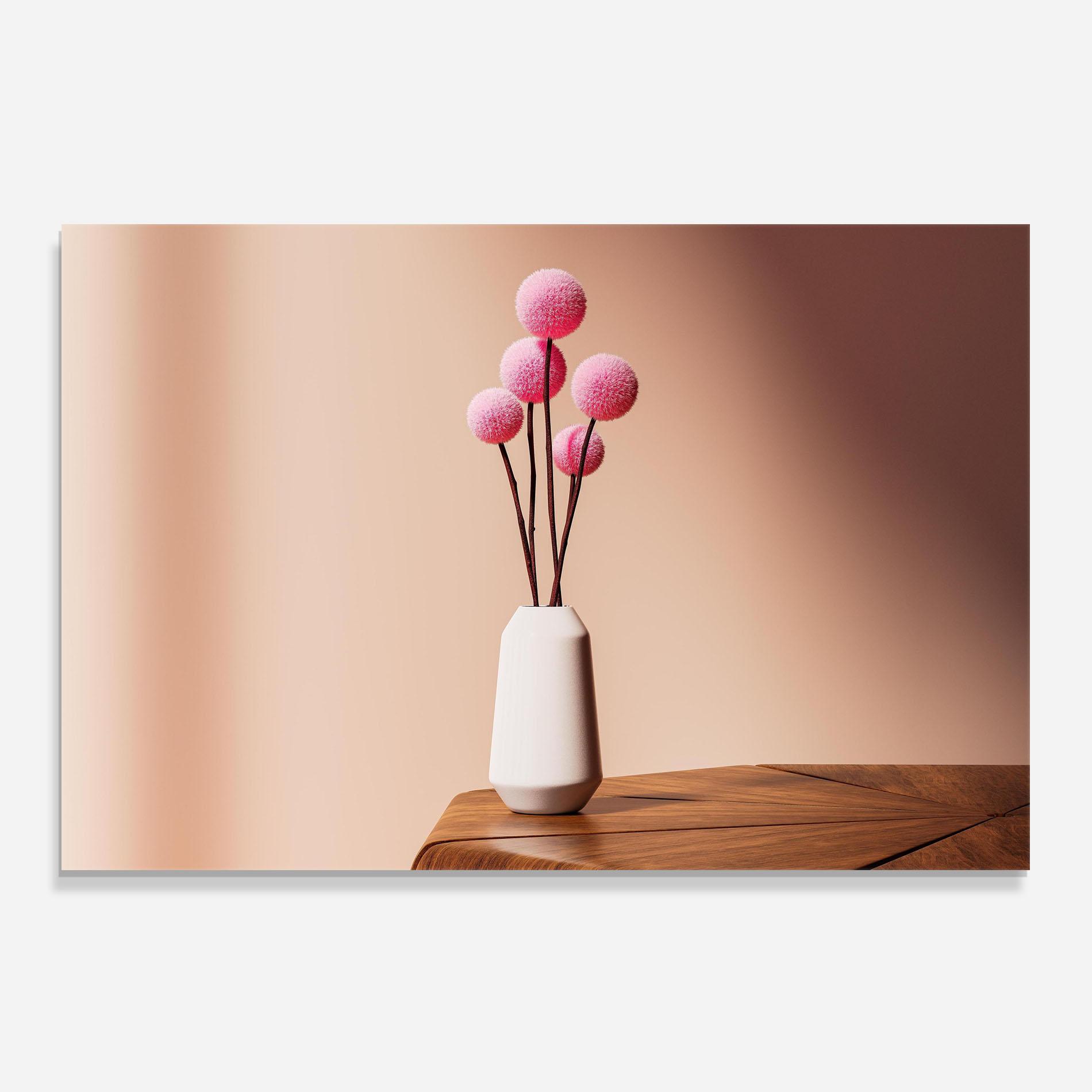 Küchenrückwand Glas Pink Circle Vase mockup 0