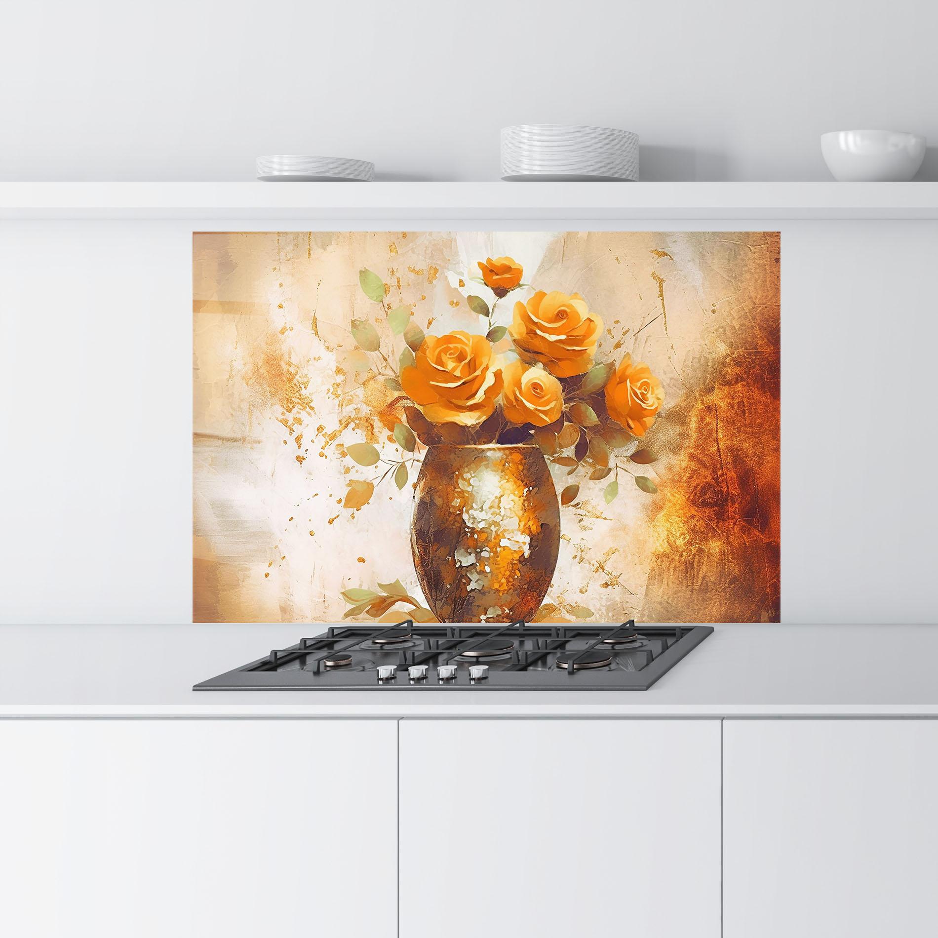 Küchenrückwand Glas Brown Vase Art mockup 9