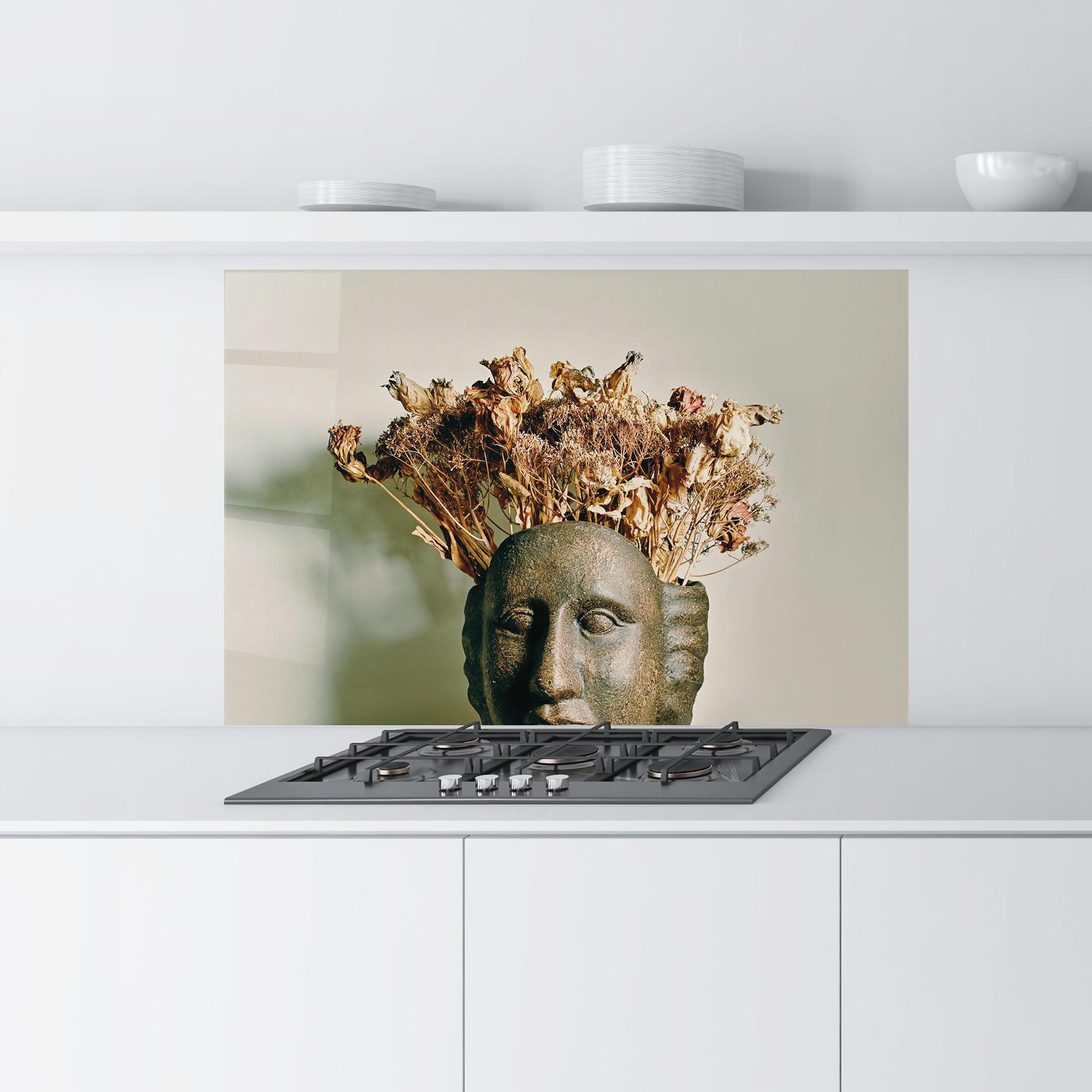 Küchenrückwand Glas Face Vase mockup 9