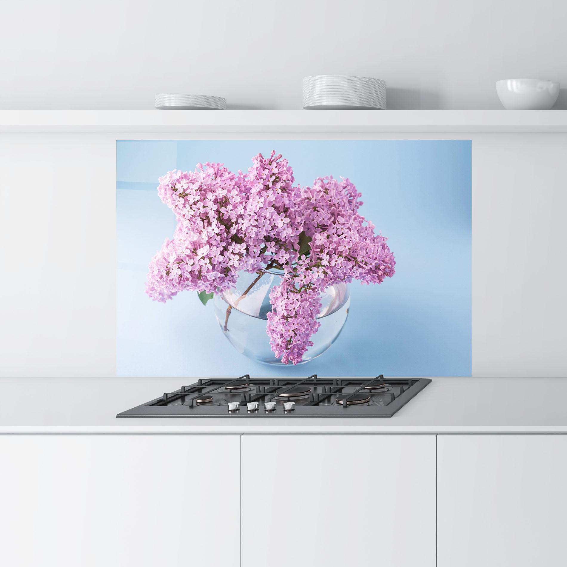 Küchenrückwand Glas Lilac Flower mockup 9