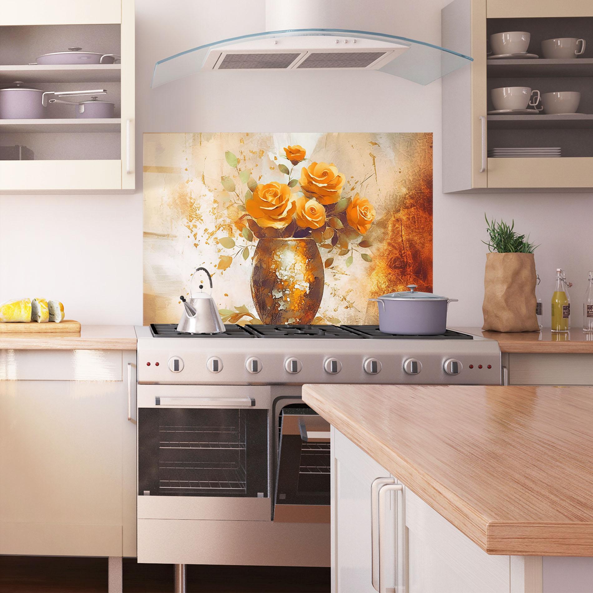 Küchenrückwand Glas Brown Vase Art mockup 1