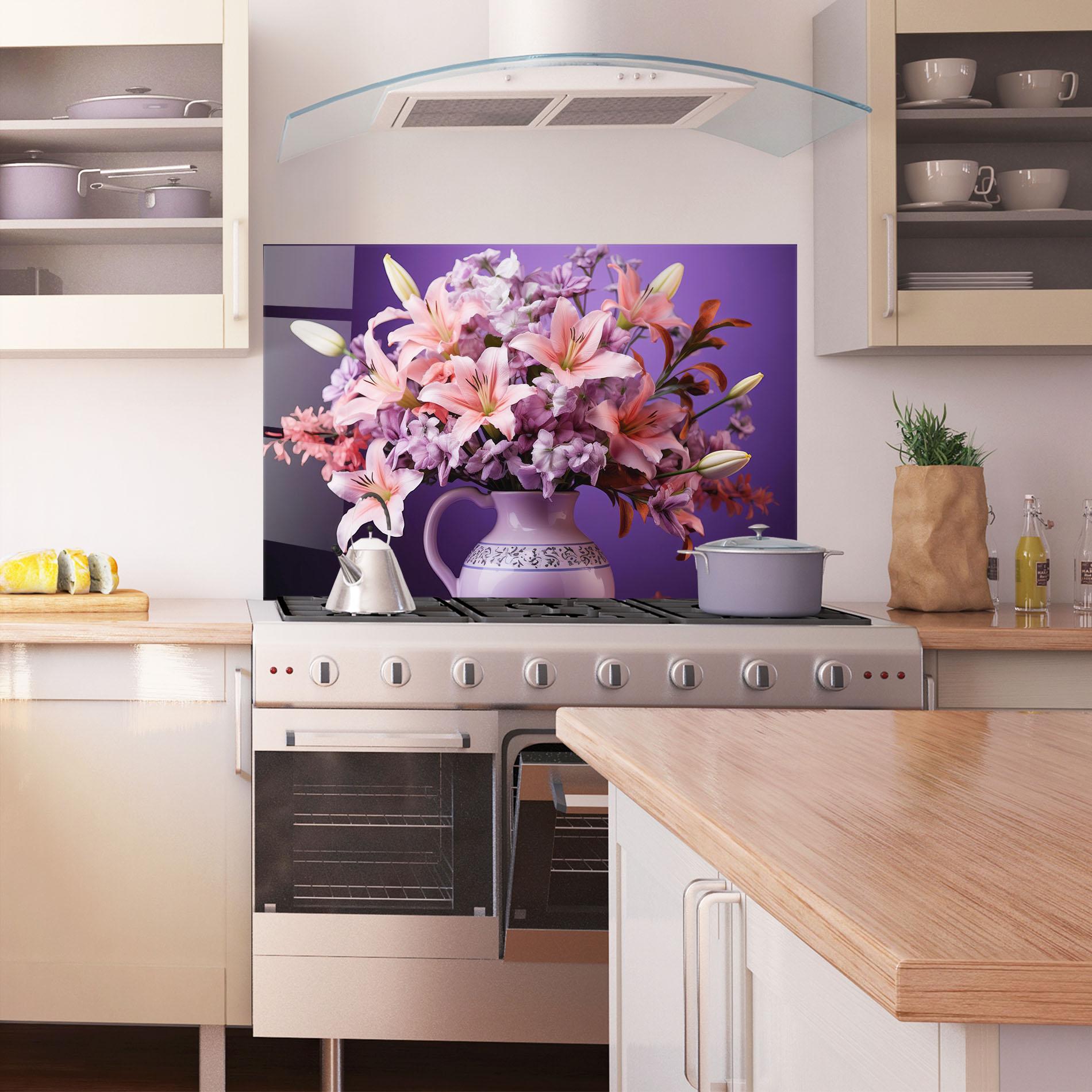 Küchenrückwand Glas Cute Purple Vase mockup 1