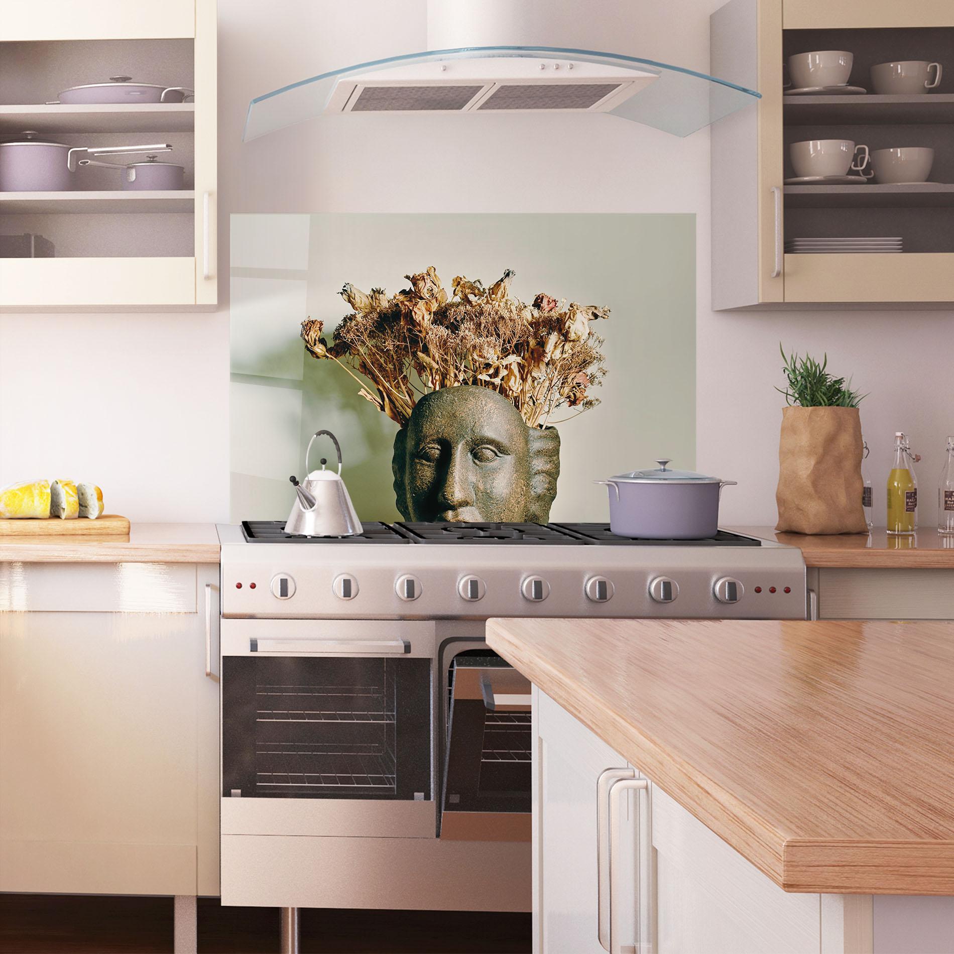 Küchenrückwand Glas Face Vase mockup 1