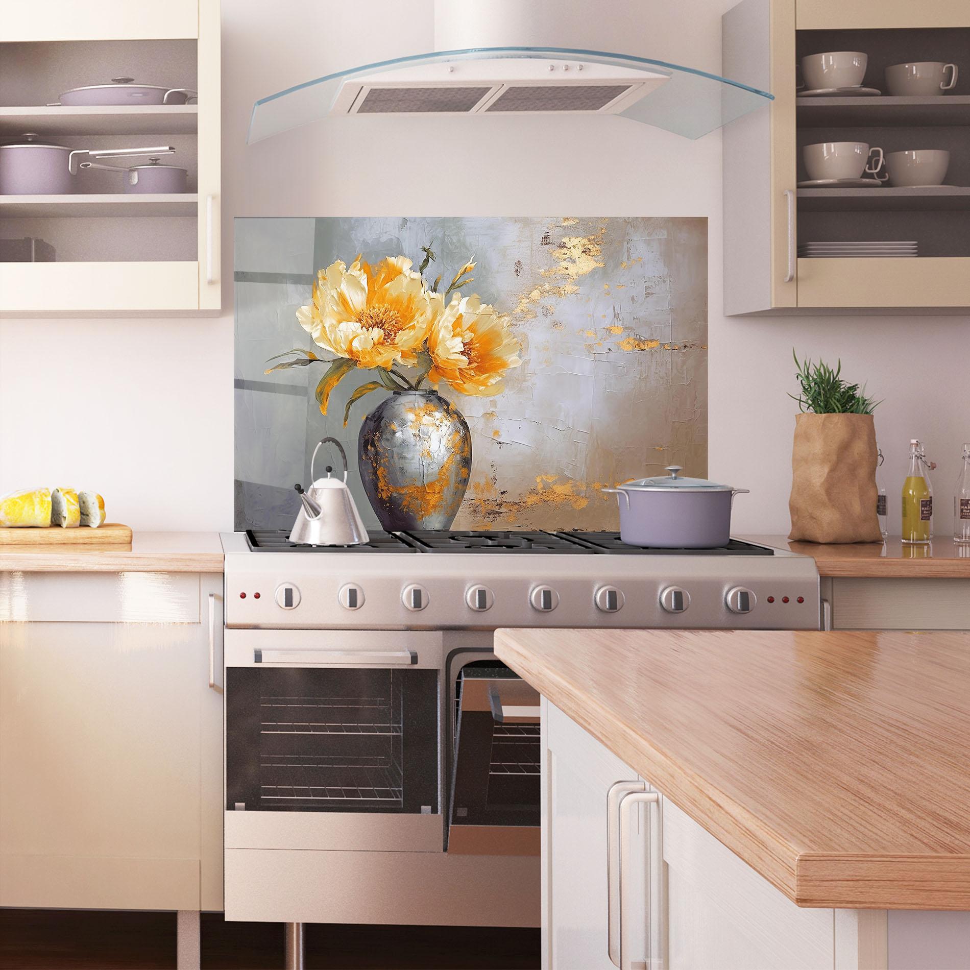 Küchenrückwand Glas Grey Painting Vase mockup 1