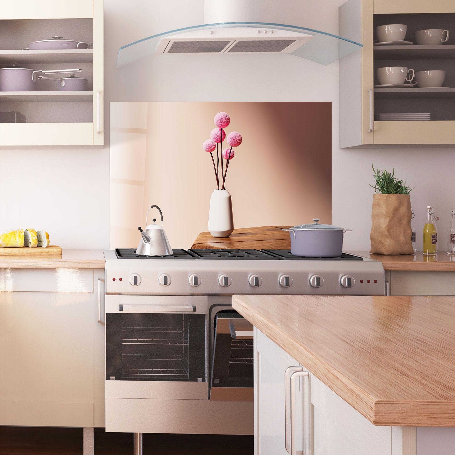 Küchenrückwand Glas Pink Circle Vase mockup 1