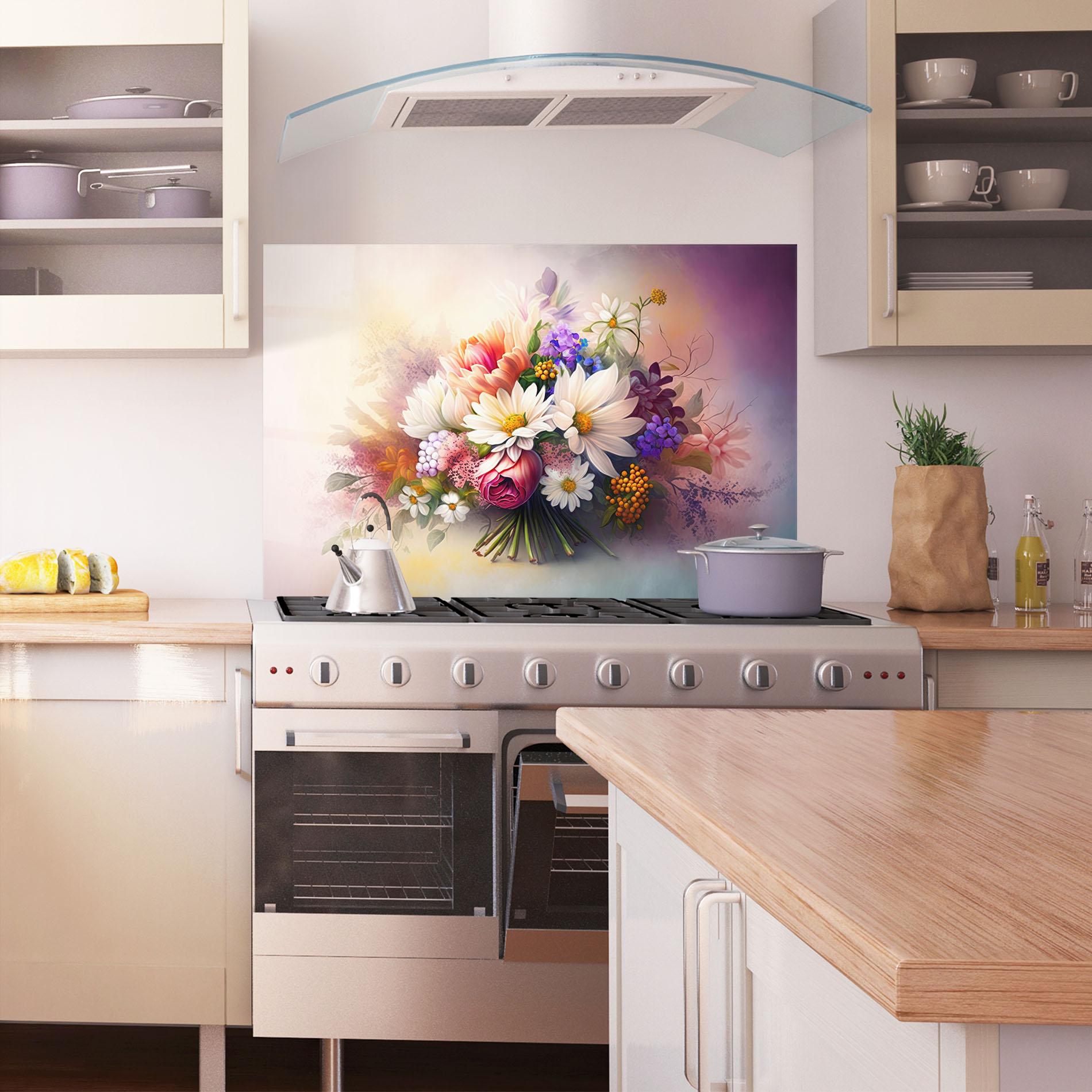 Küchenrückwand Glas Vecteezy_ai Generated Bouquet Of Fresh Spring Flowers On Light_23373362_865 mockup 1