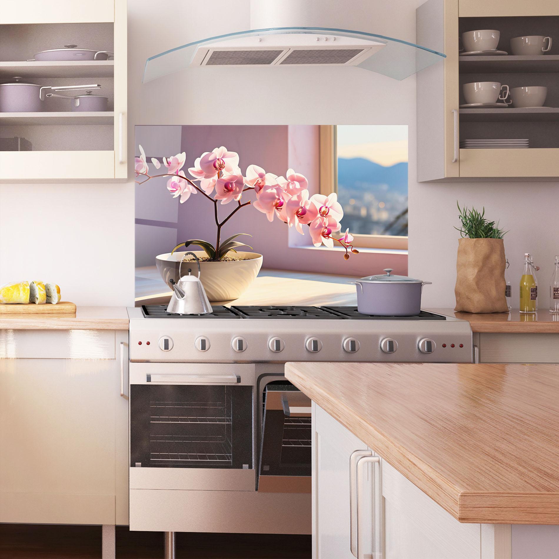 Küchenrückwand Glas Window Vase mockup 1