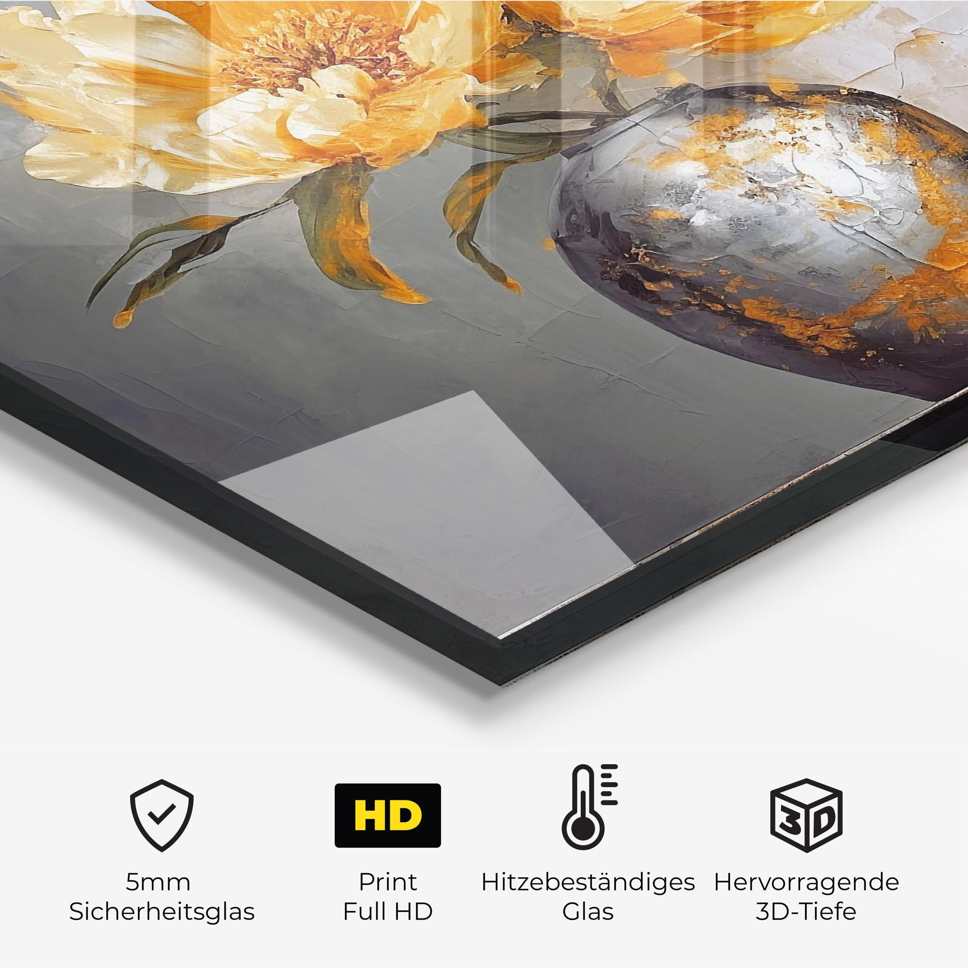 Küchenrückwand Glas Grey Painting Vase mockup 2