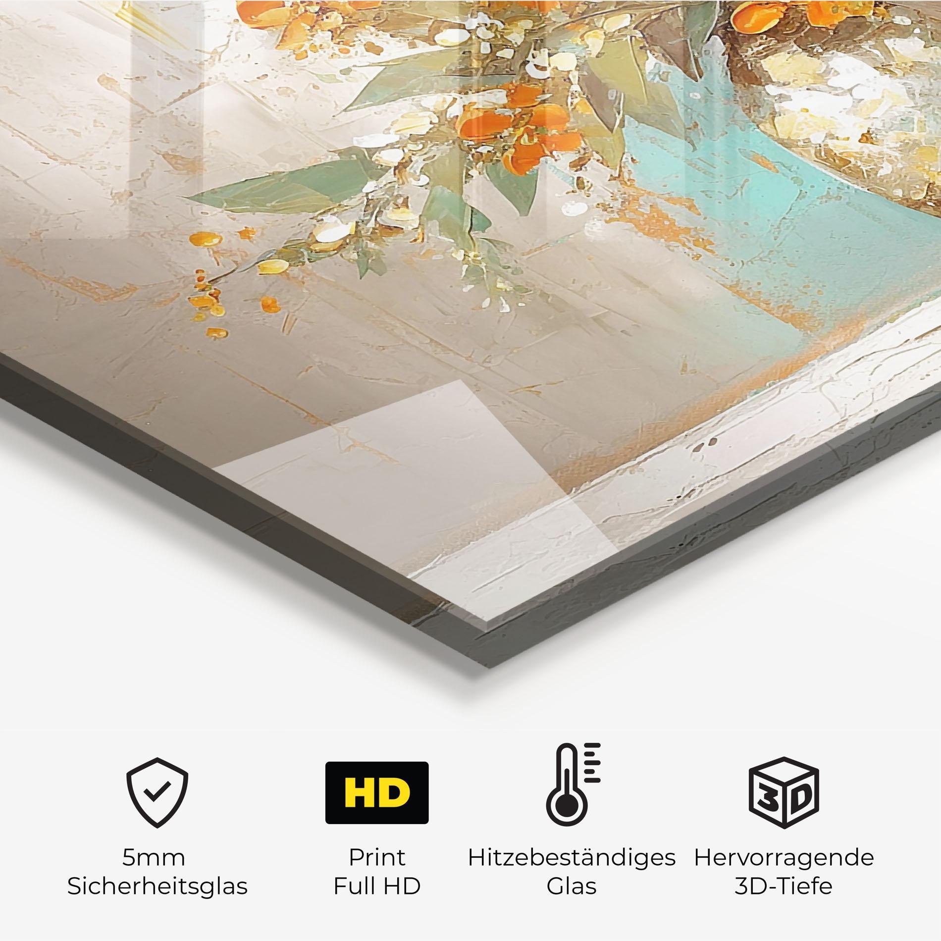 Küchenrückwand Glas Grey Vase Orange mockup 2