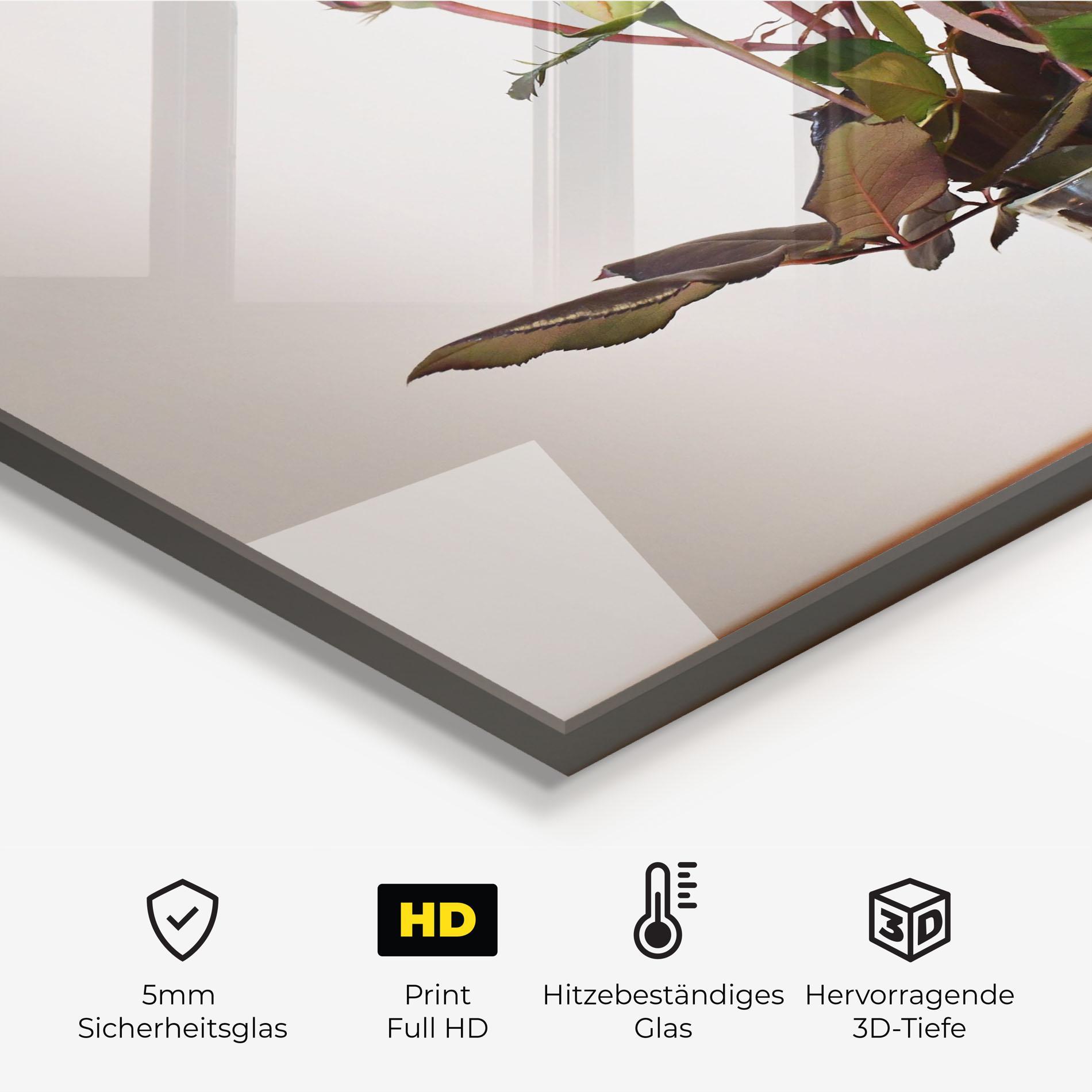 Küchenrückwand Glas Roses Vase mockup 2