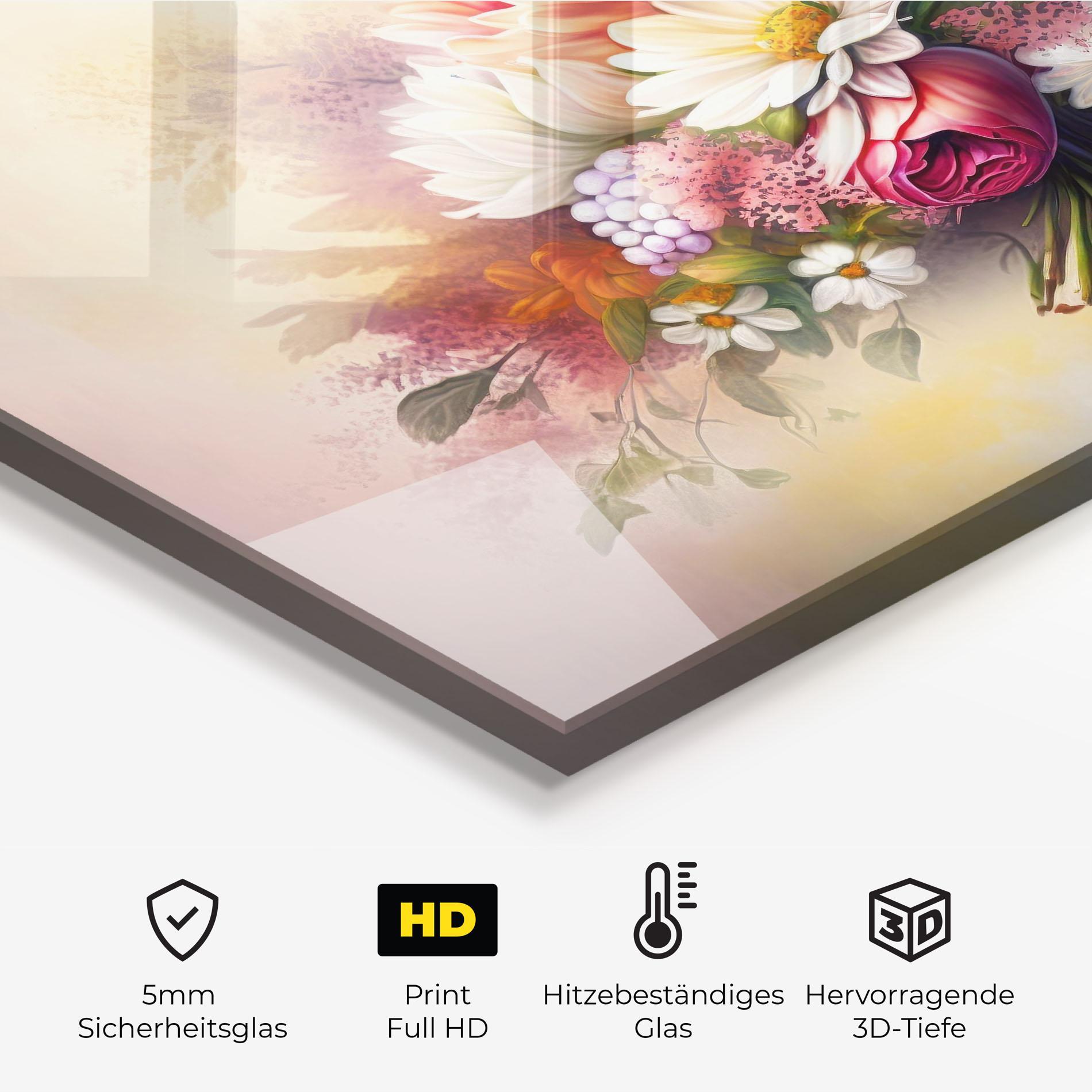 Küchenrückwand Glas Vecteezy_ai Generated Bouquet Of Fresh Spring Flowers On Light_23373362_865 mockup 2