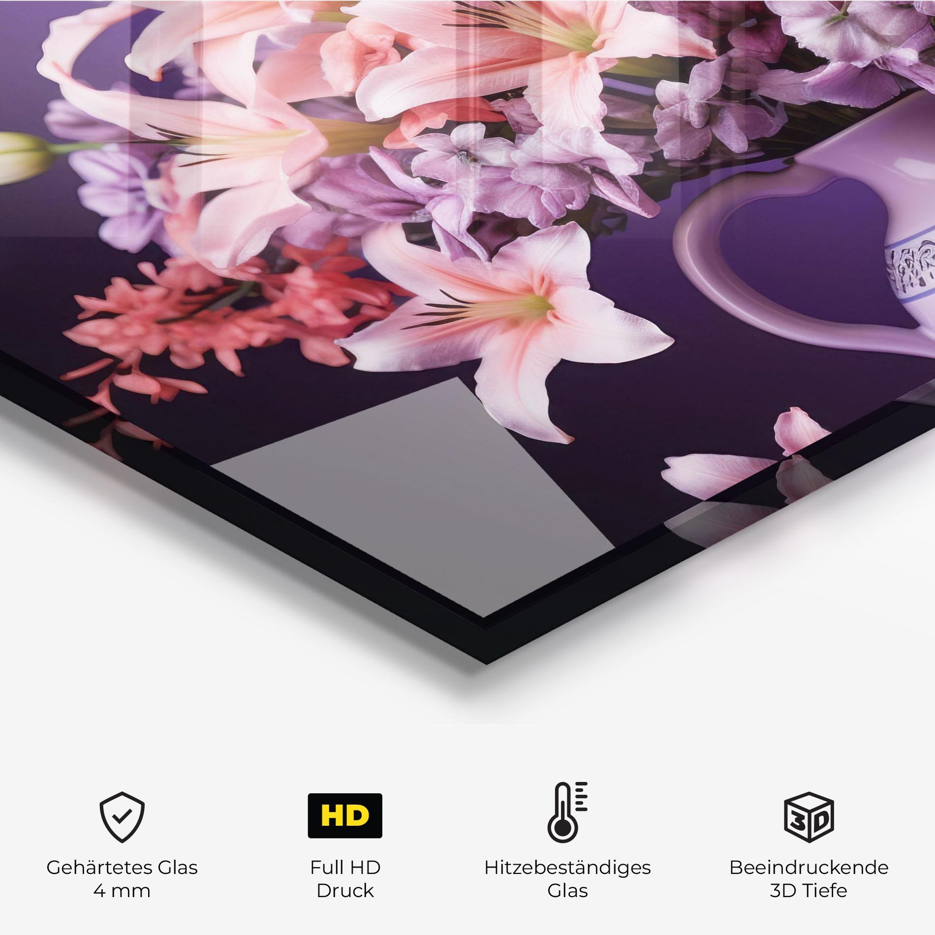 Küchenrückwand Glas Cute Purple Vase mockup 2