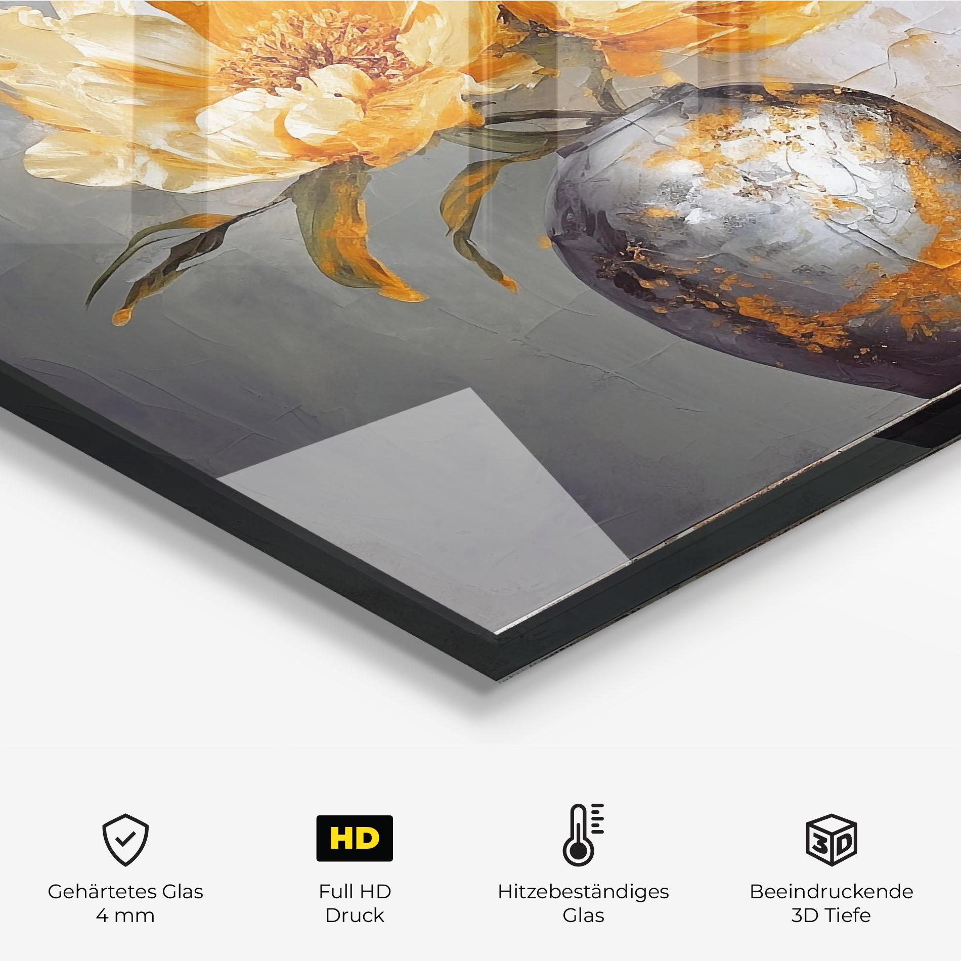 Küchenrückwand Glas Grey Painting Vase mockup 2