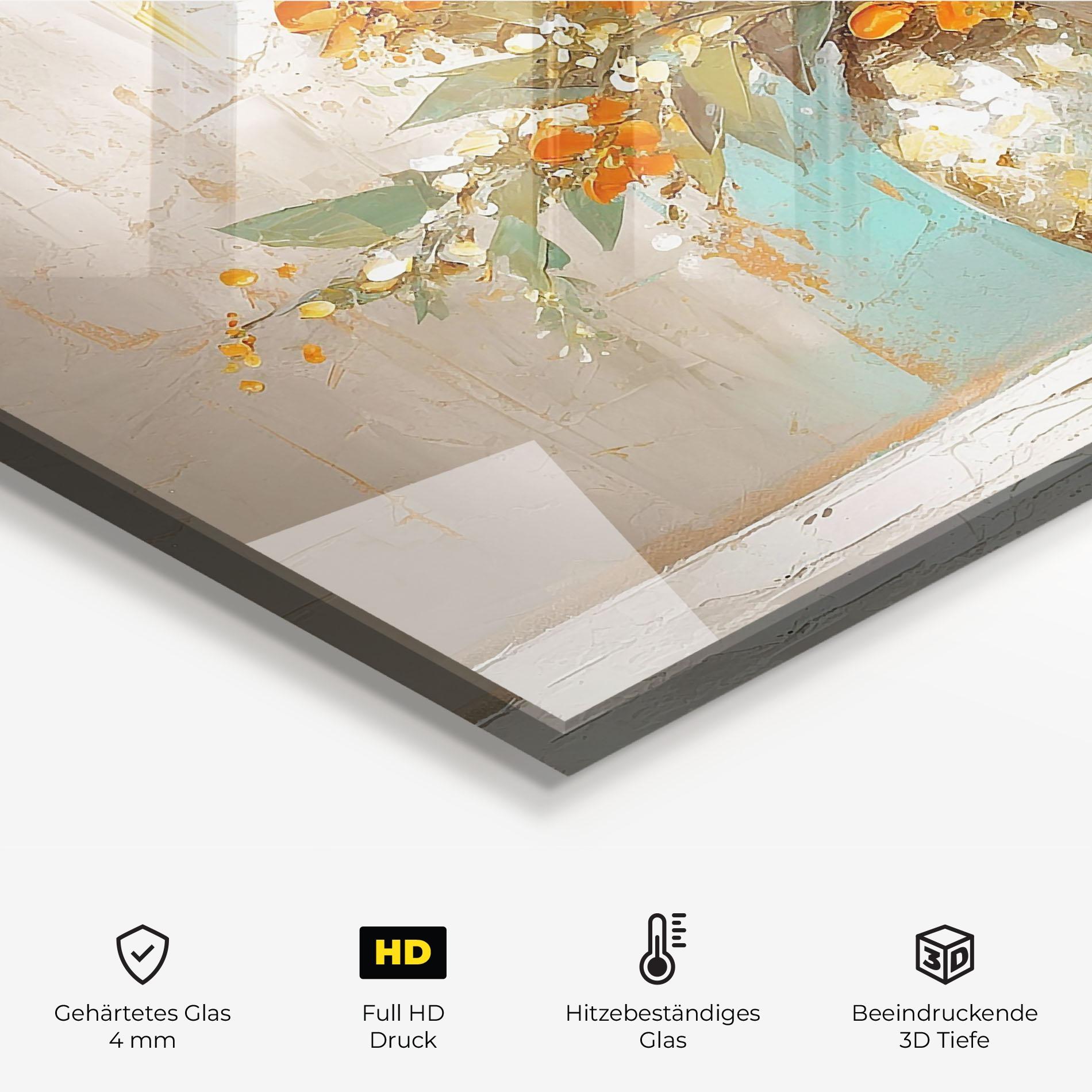 Küchenrückwand Glas Grey Vase Orange mockup 2