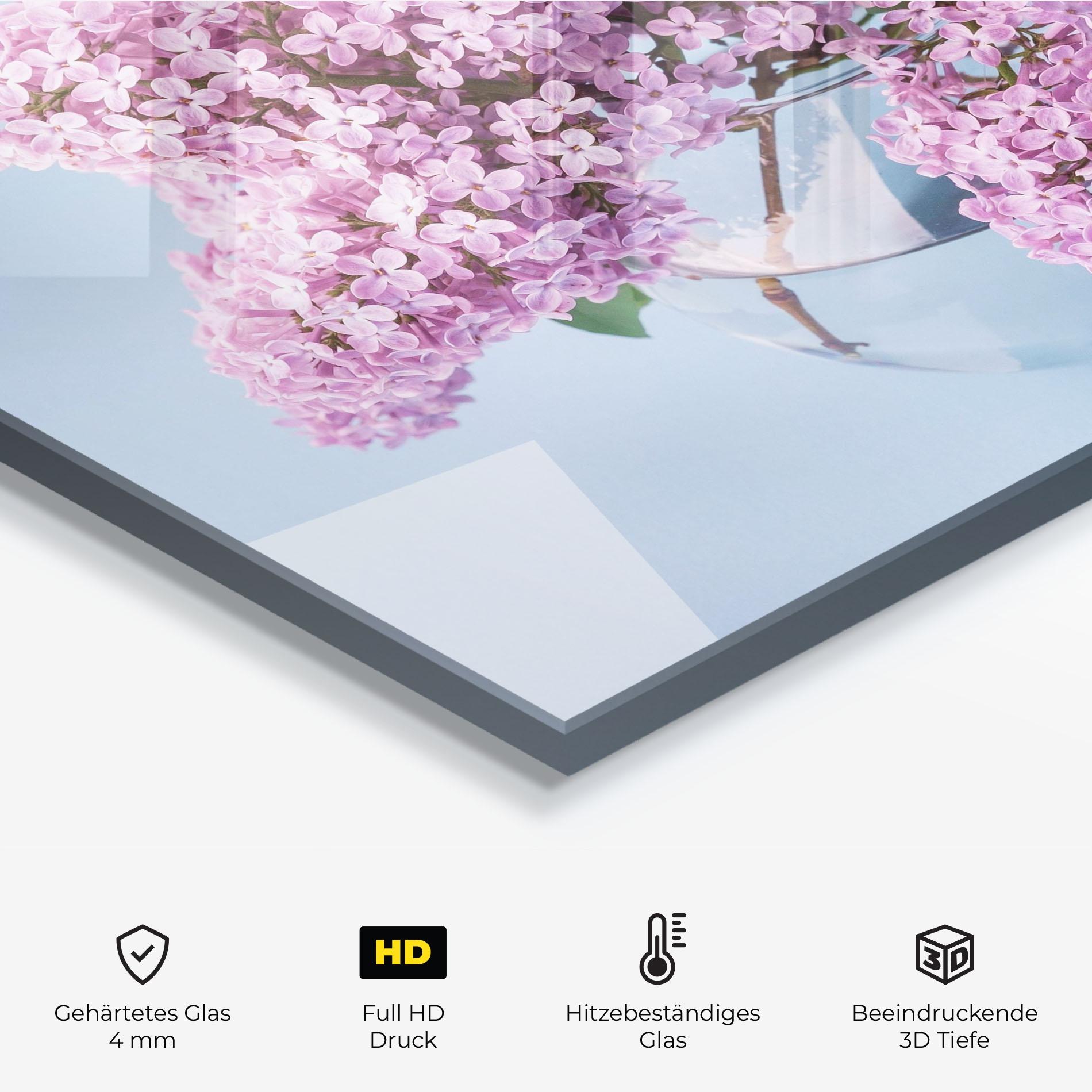 Küchenrückwand Glas Lilac Flower mockup 2