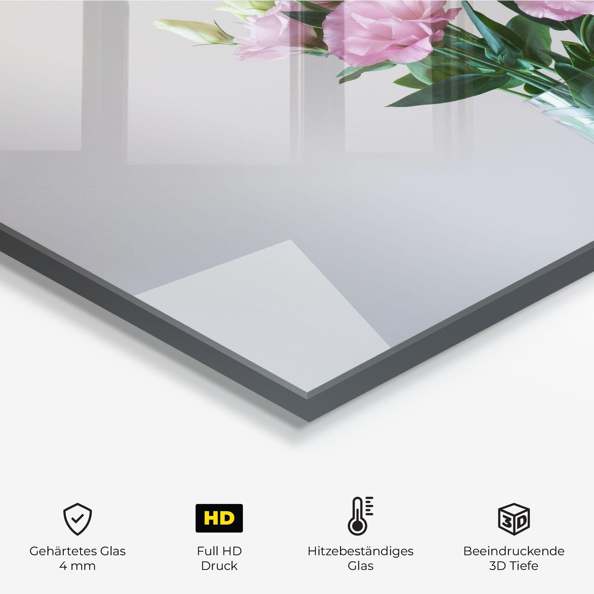 Küchenrückwand Glas Pretty Pink Flower Vase mockup 2