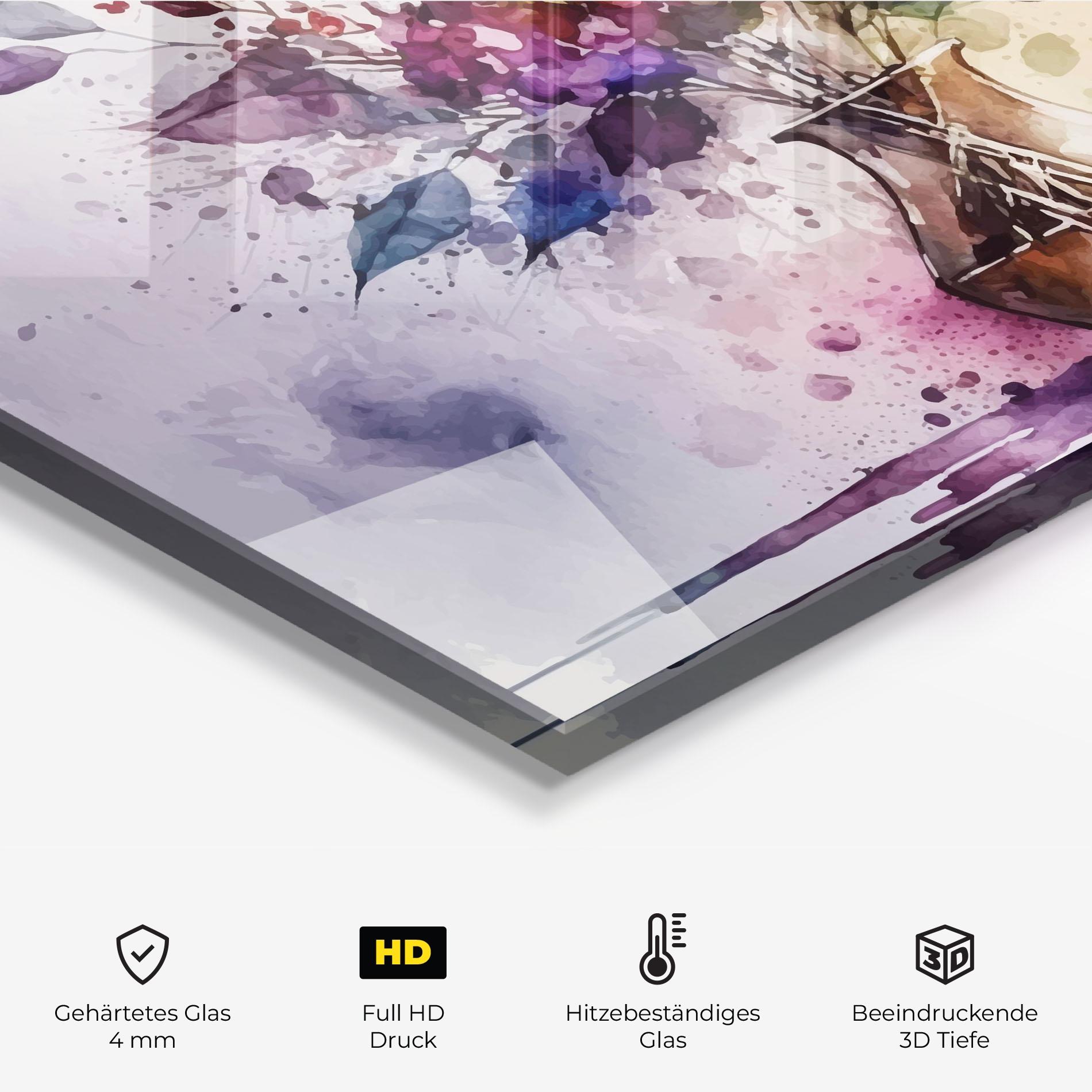 Küchenrückwand Glas Purple Orange Vase mockup 2