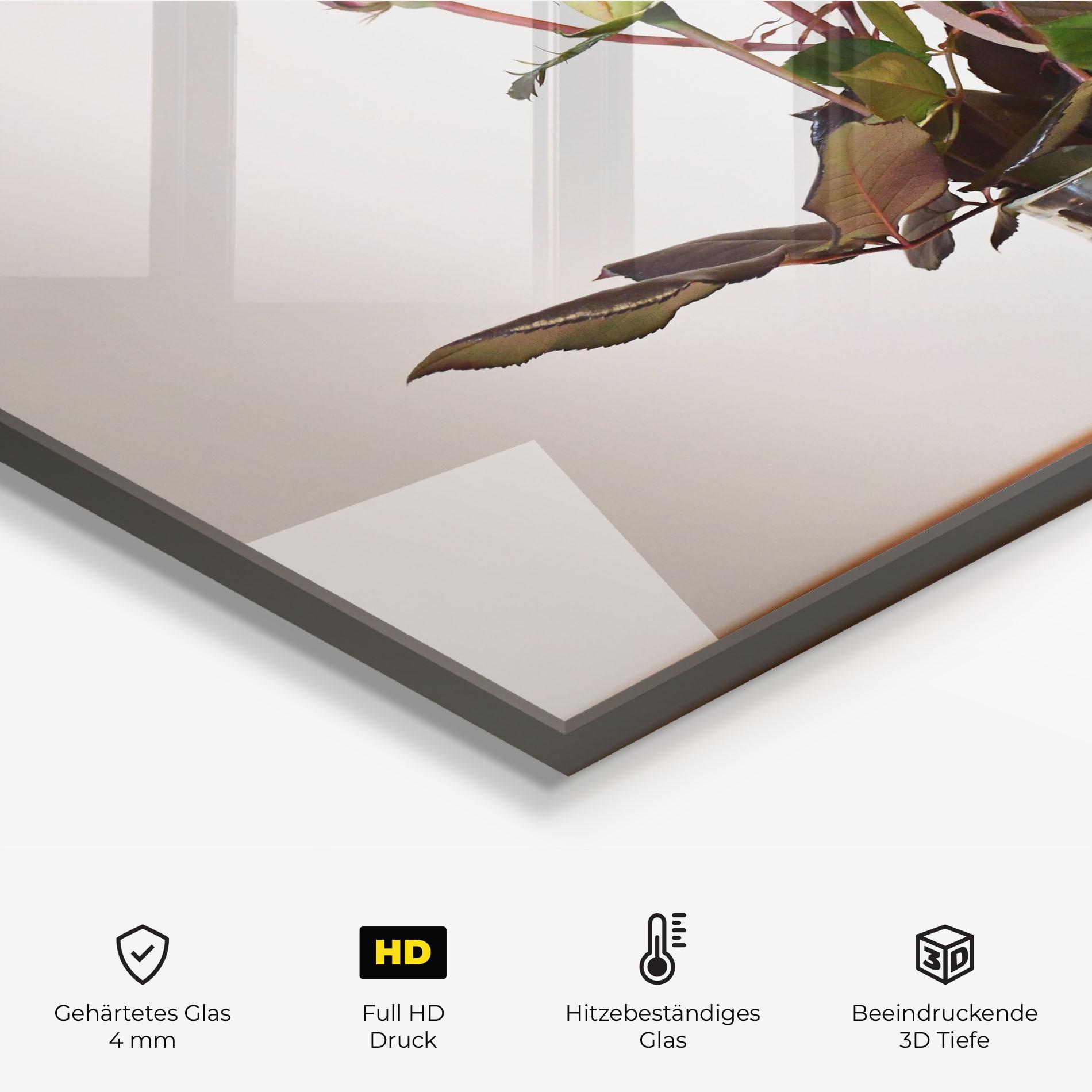 Küchenrückwand Glas Roses Vase mockup 2