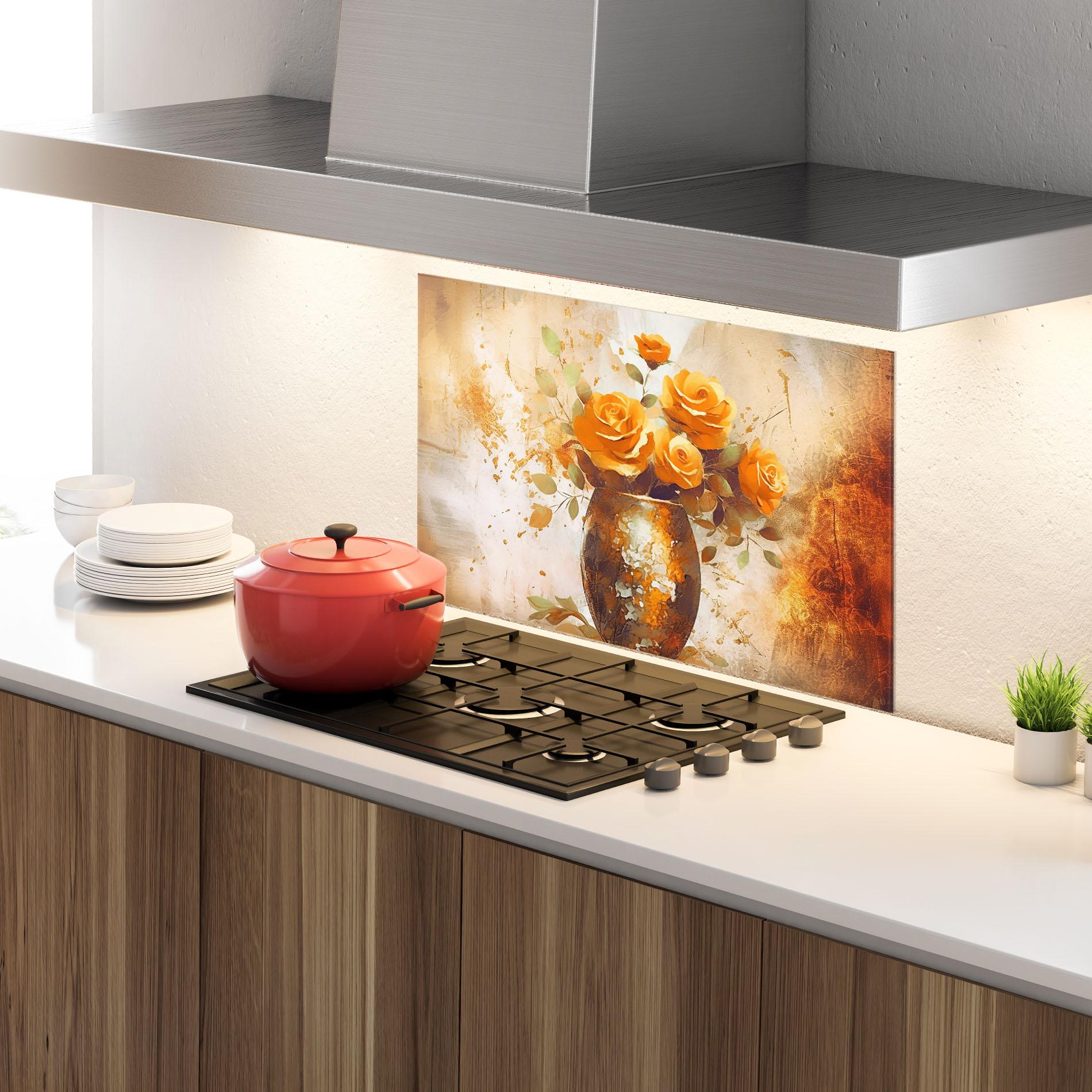 Küchenrückwand Glas Brown Vase Art mockup 4
