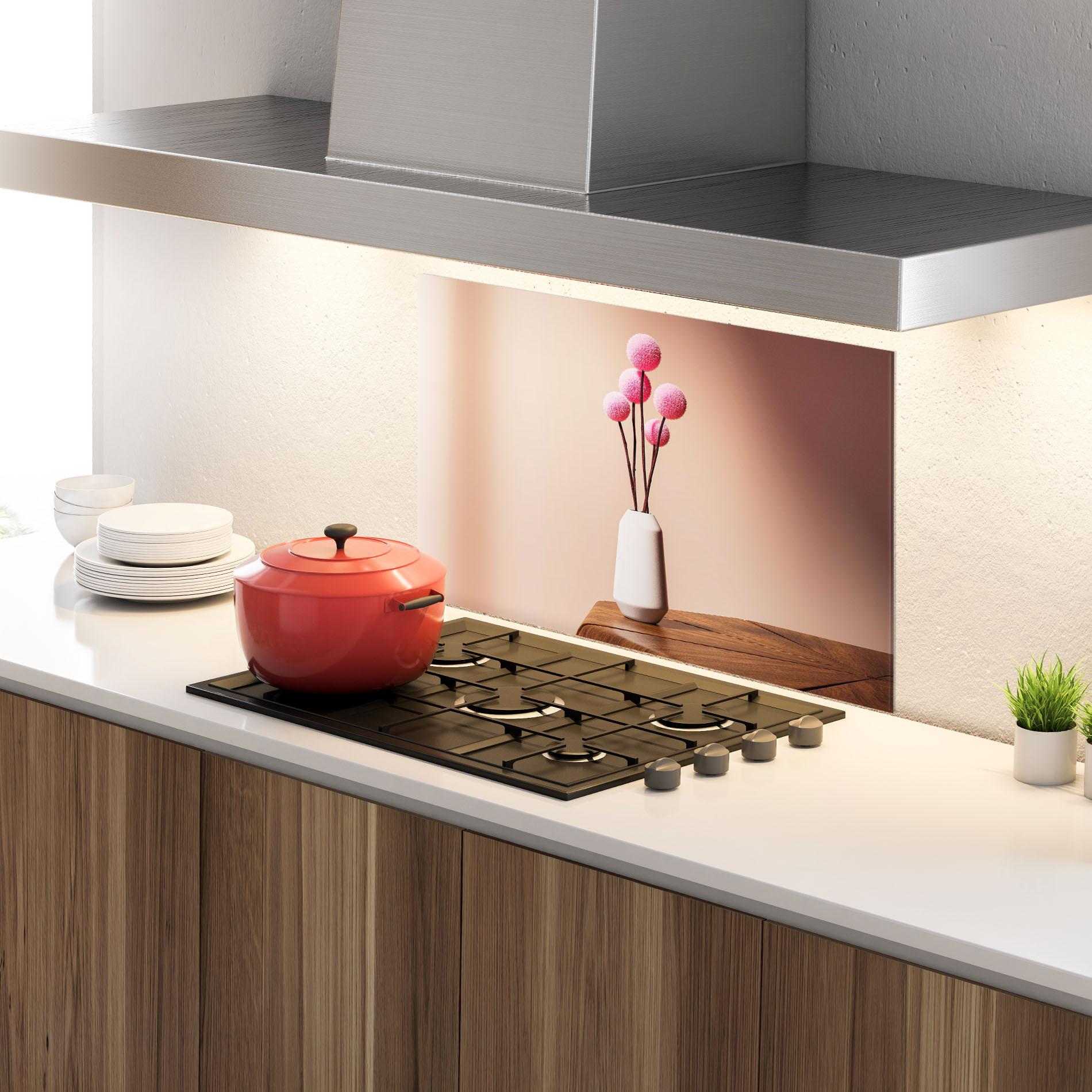 Küchenrückwand Glas Pink Circle Vase mockup 4