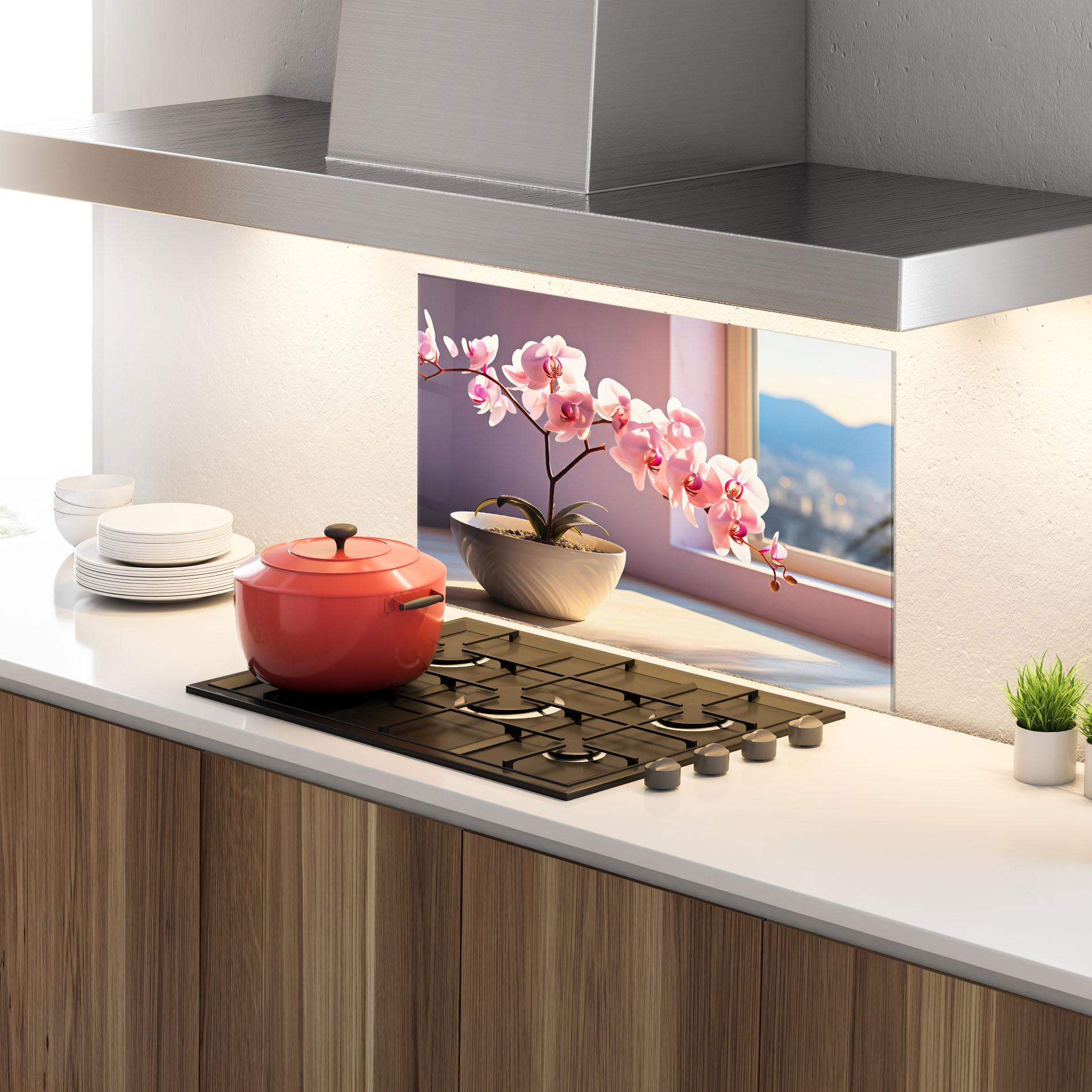 Küchenrückwand Glas Window Vase mockup 4