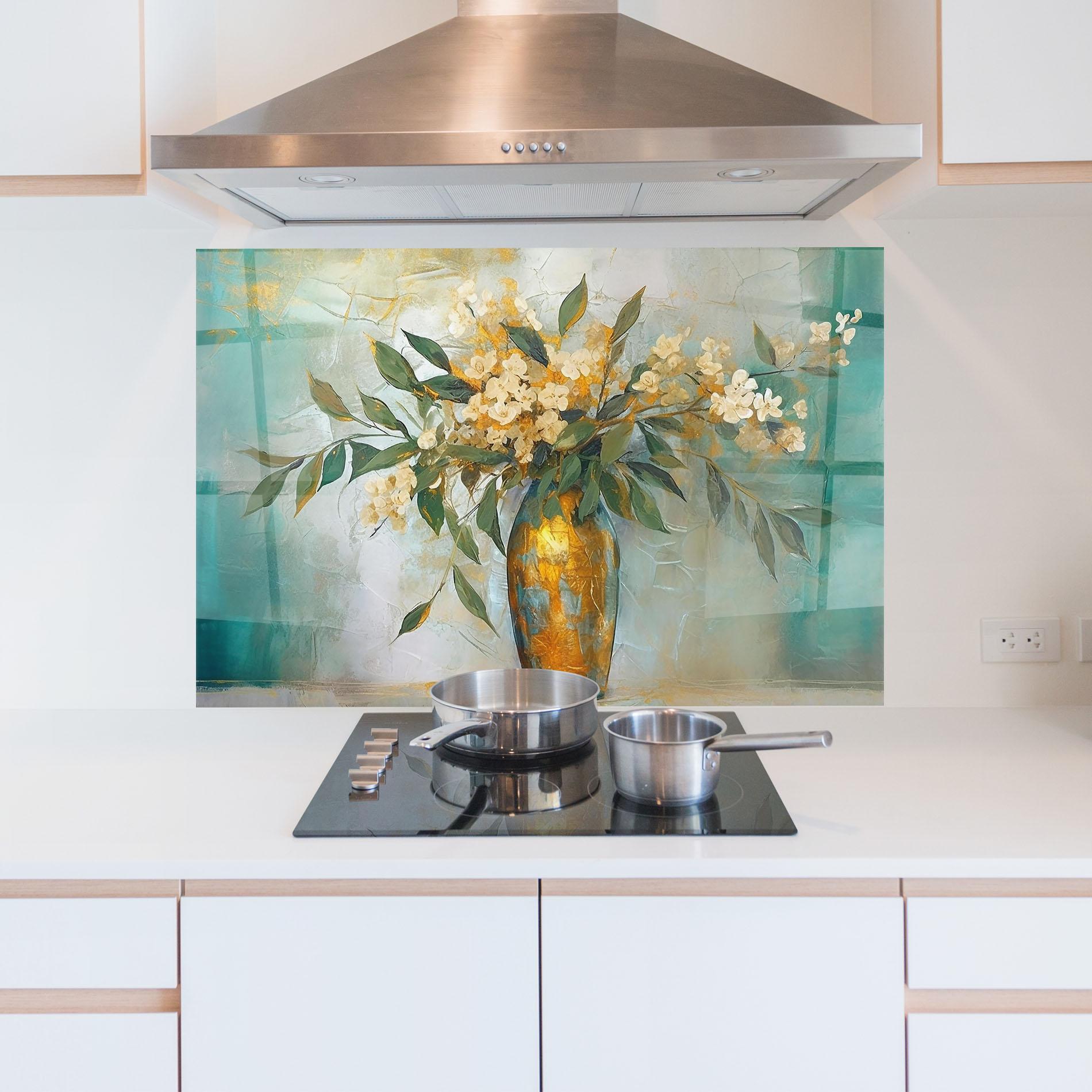 Küchenrückwand Glas Abstract Vase Art mockup 5