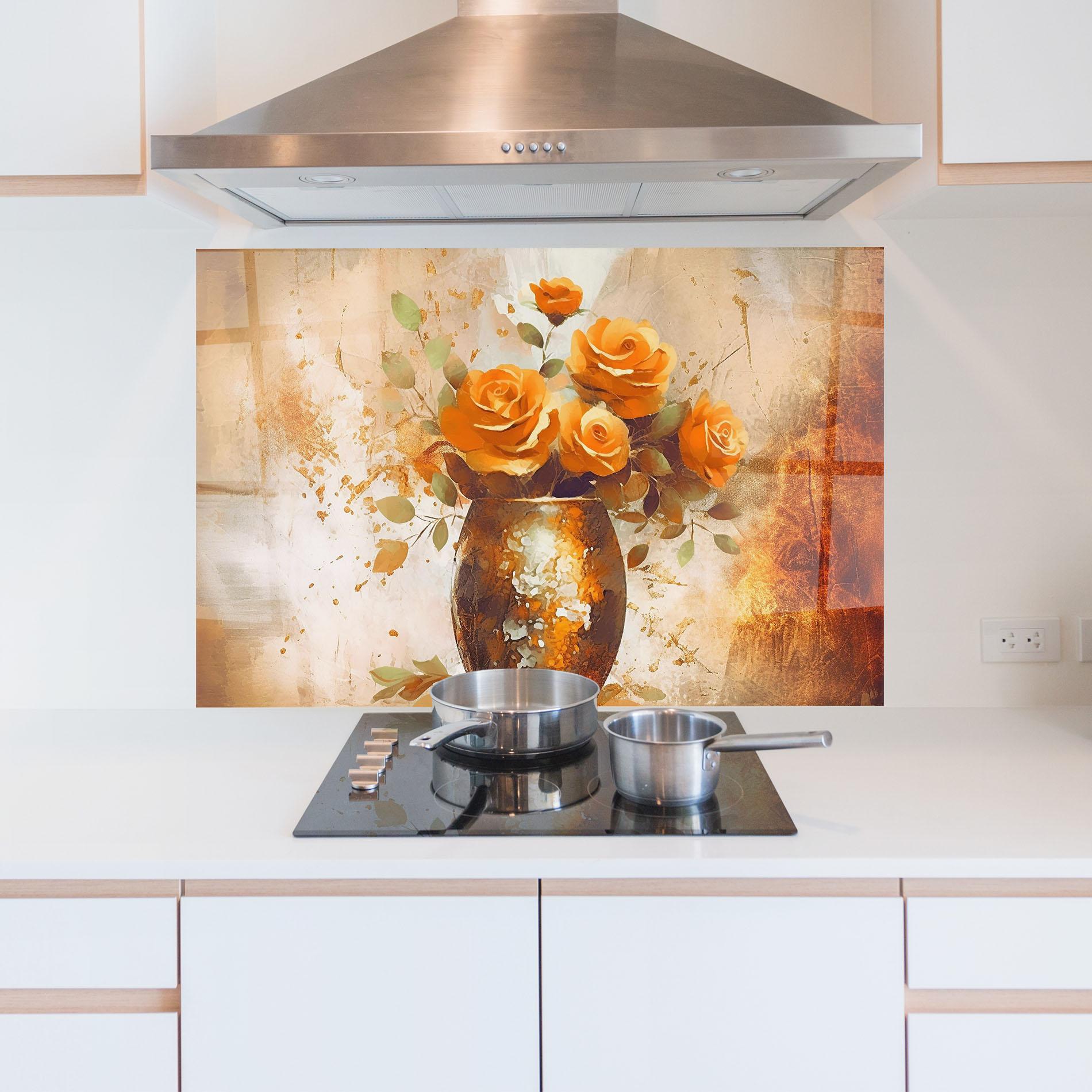 Küchenrückwand Glas Brown Vase Art mockup 5