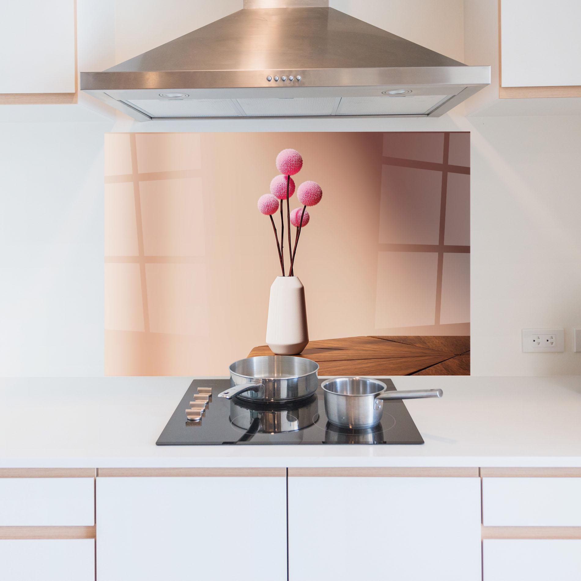 Küchenrückwand Glas Pink Circle Vase mockup 5