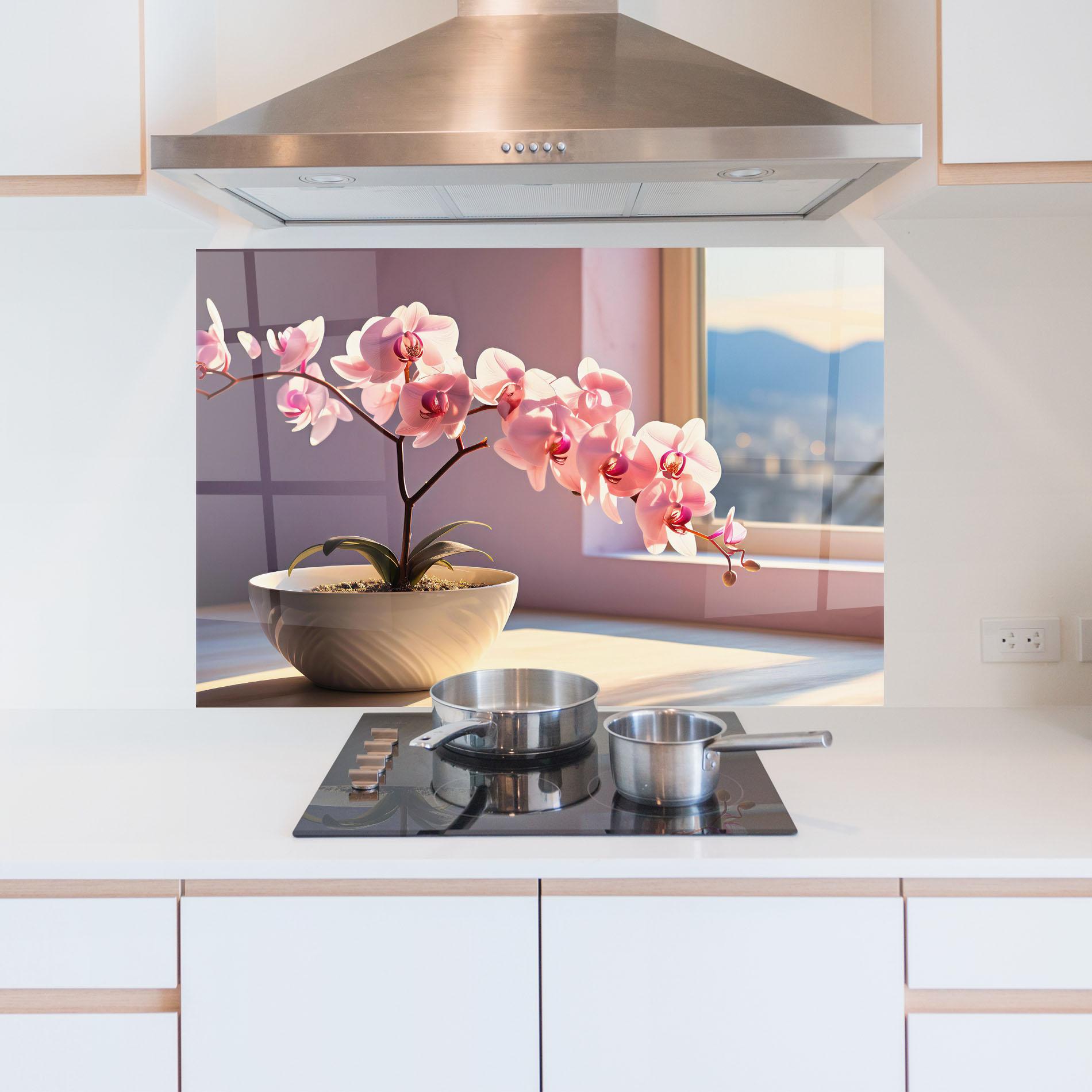 Küchenrückwand Glas Window Vase mockup 5