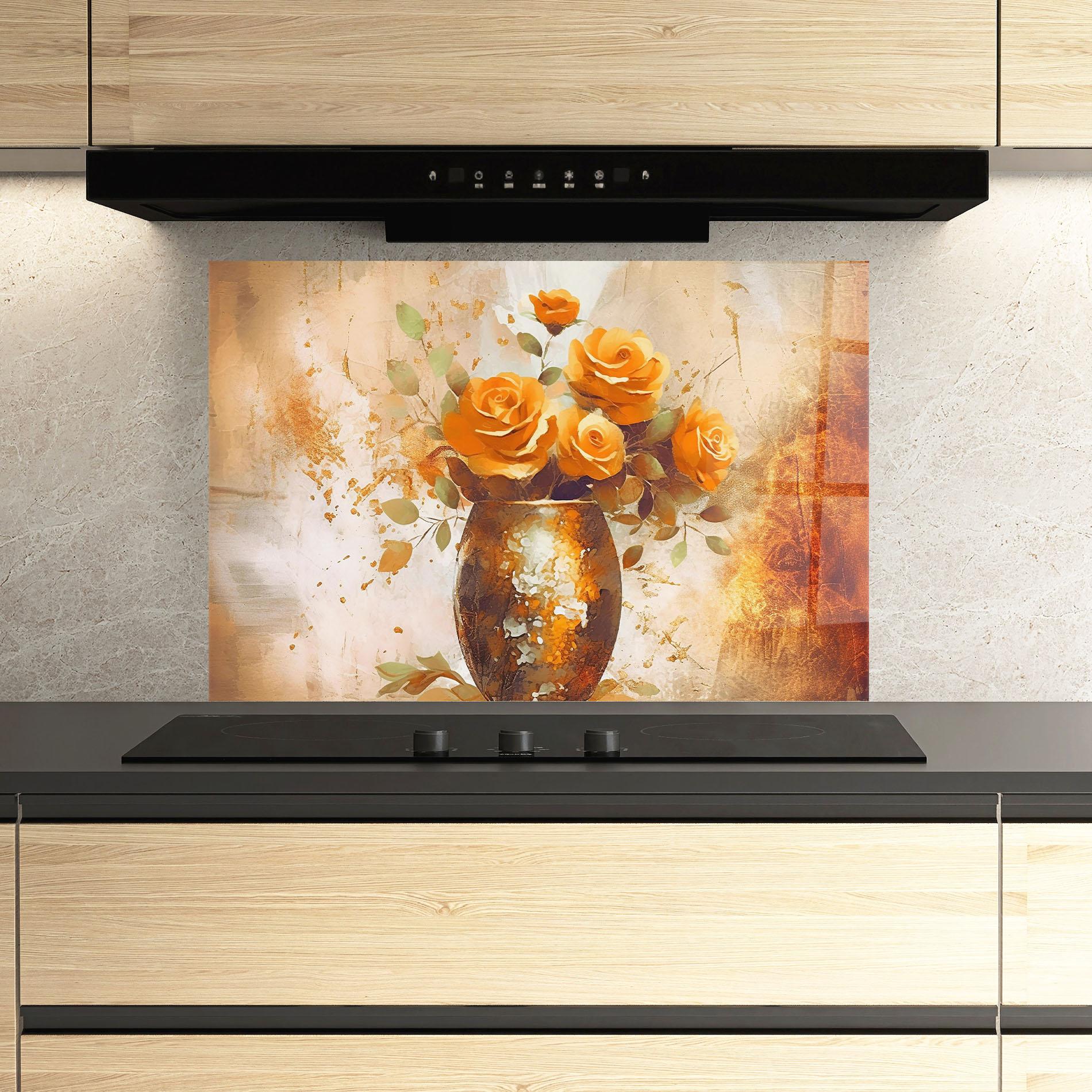 Küchenrückwand Glas Brown Vase Art mockup 3