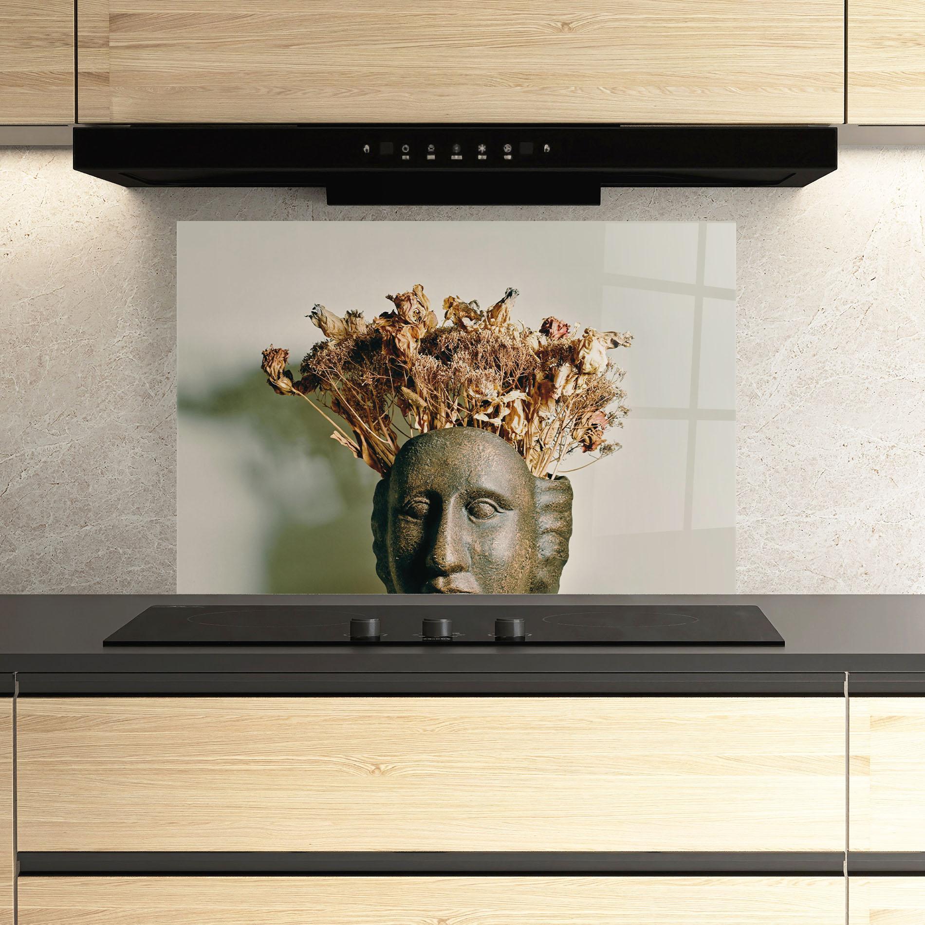 Küchenrückwand Glas Face Vase mockup 3