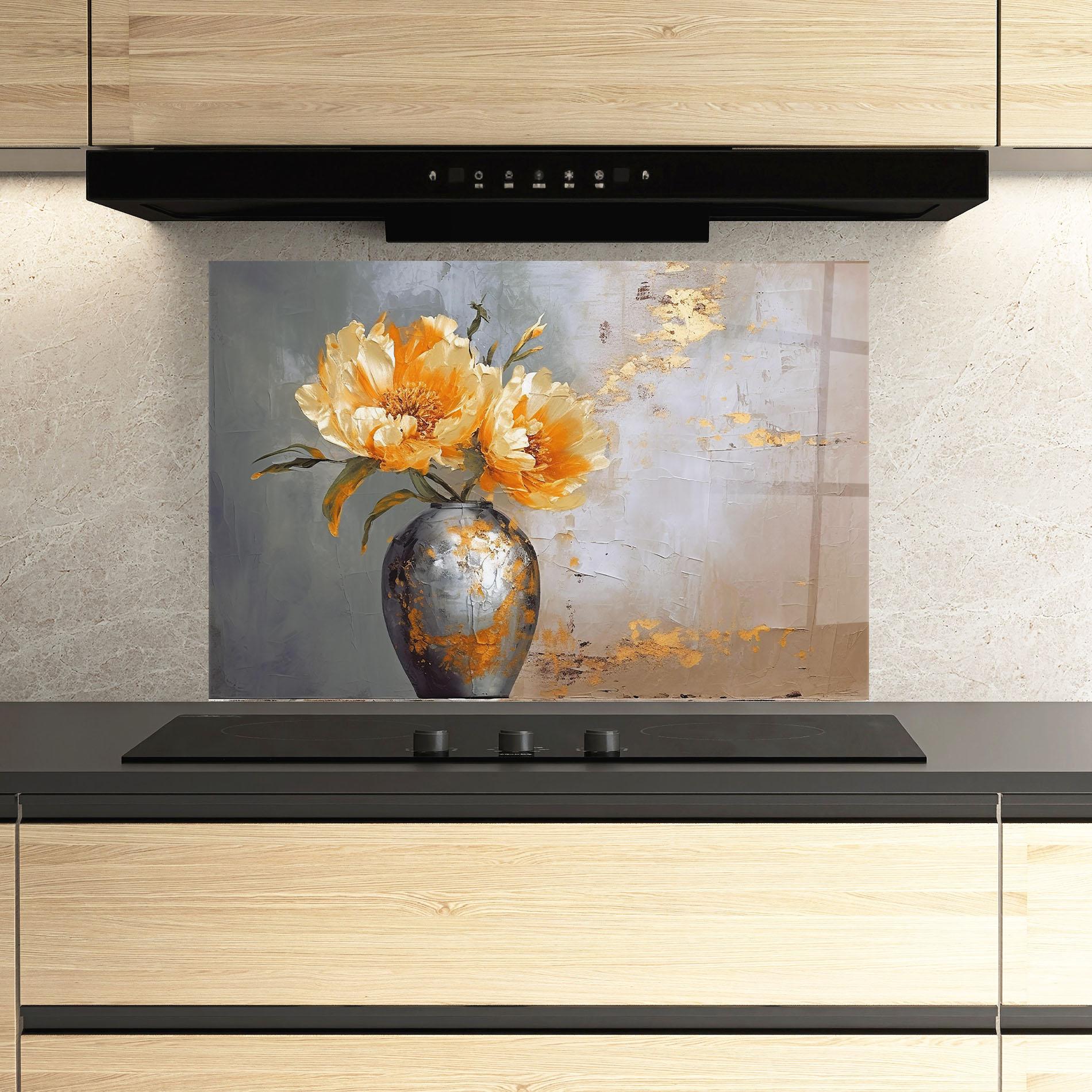 Küchenrückwand Glas Grey Painting Vase mockup 3
