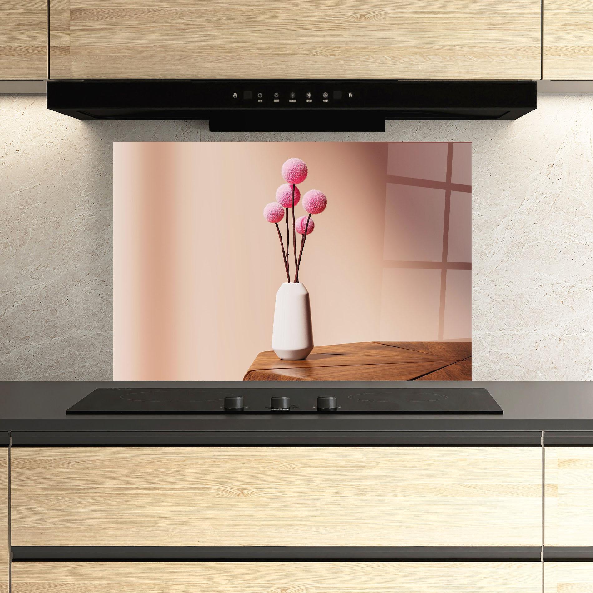 Küchenrückwand Glas Pink Circle Vase mockup 3
