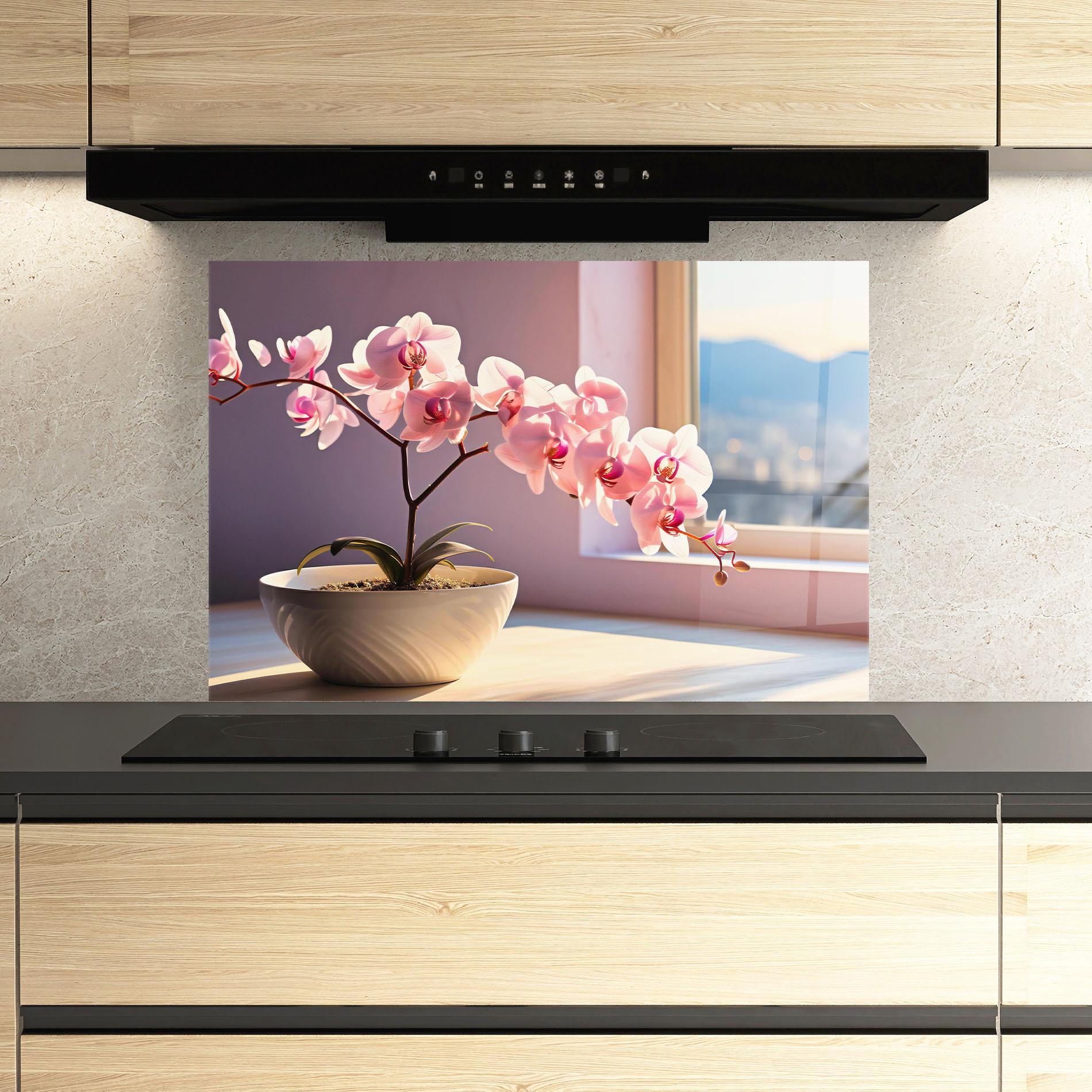 Küchenrückwand Glas Window Vase mockup 3