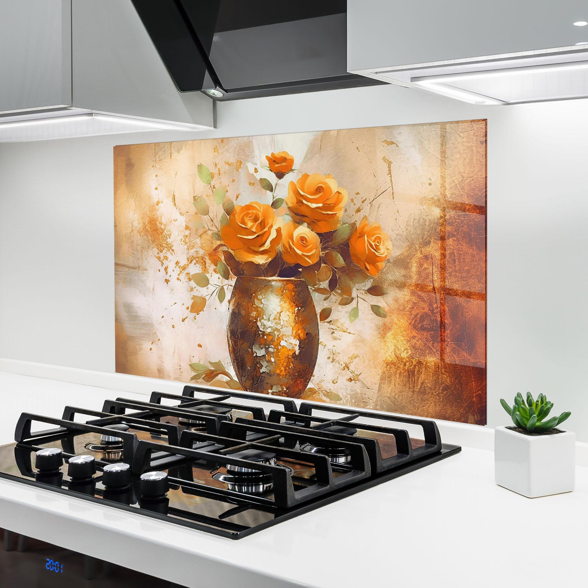 Küchenrückwand Glas Brown Vase Art mockup 6