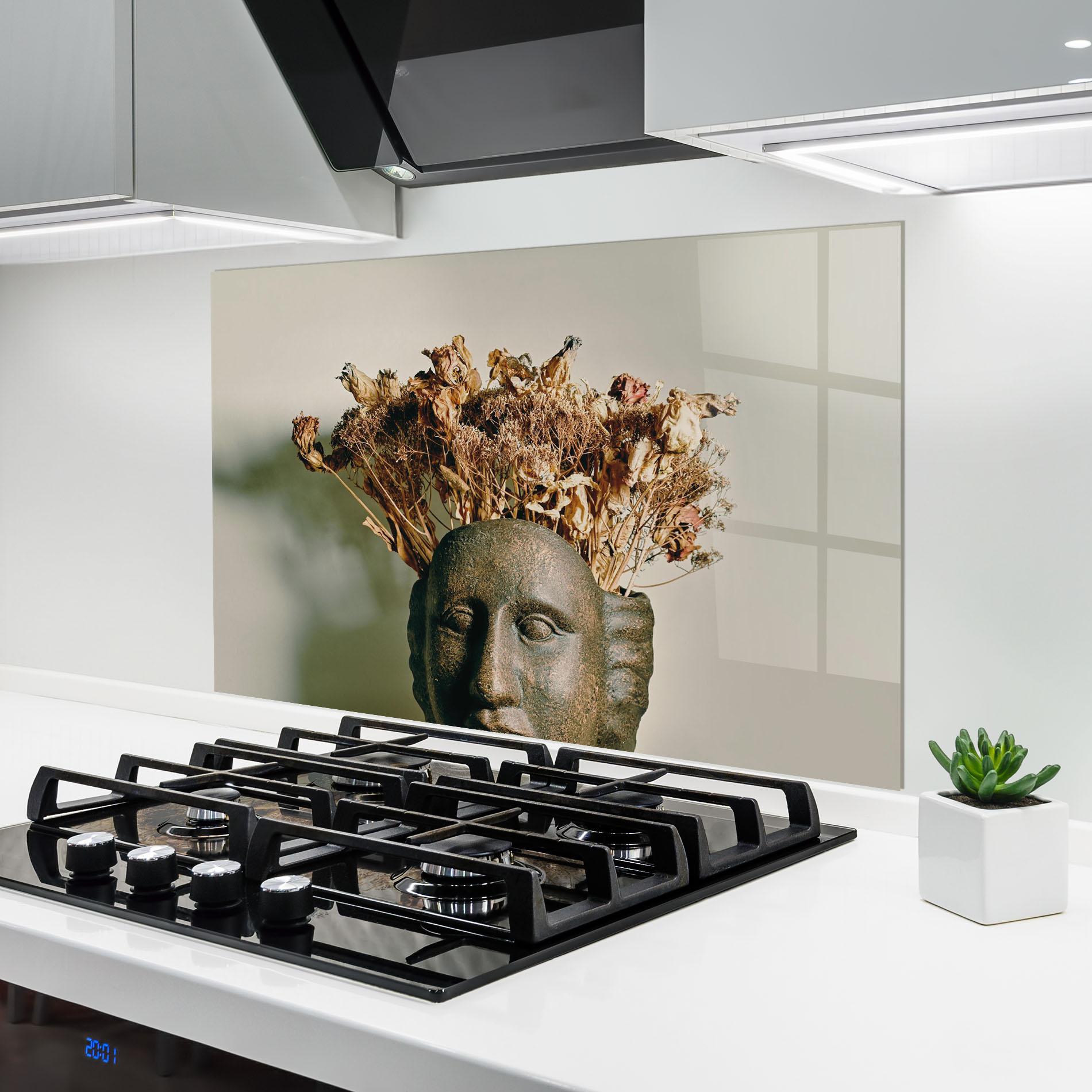 Küchenrückwand Glas Face Vase mockup 6