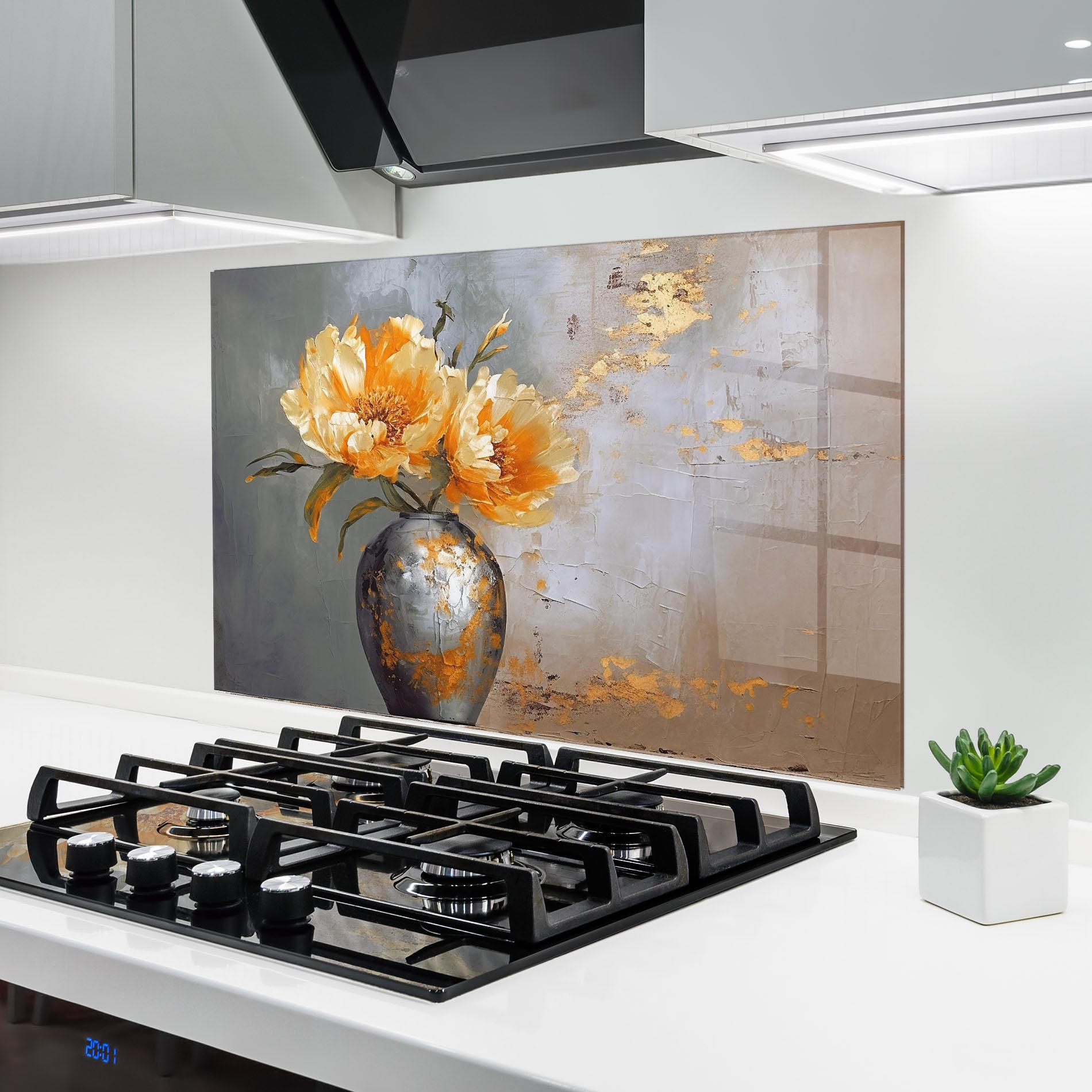 Küchenrückwand Glas Grey Painting Vase mockup 6
