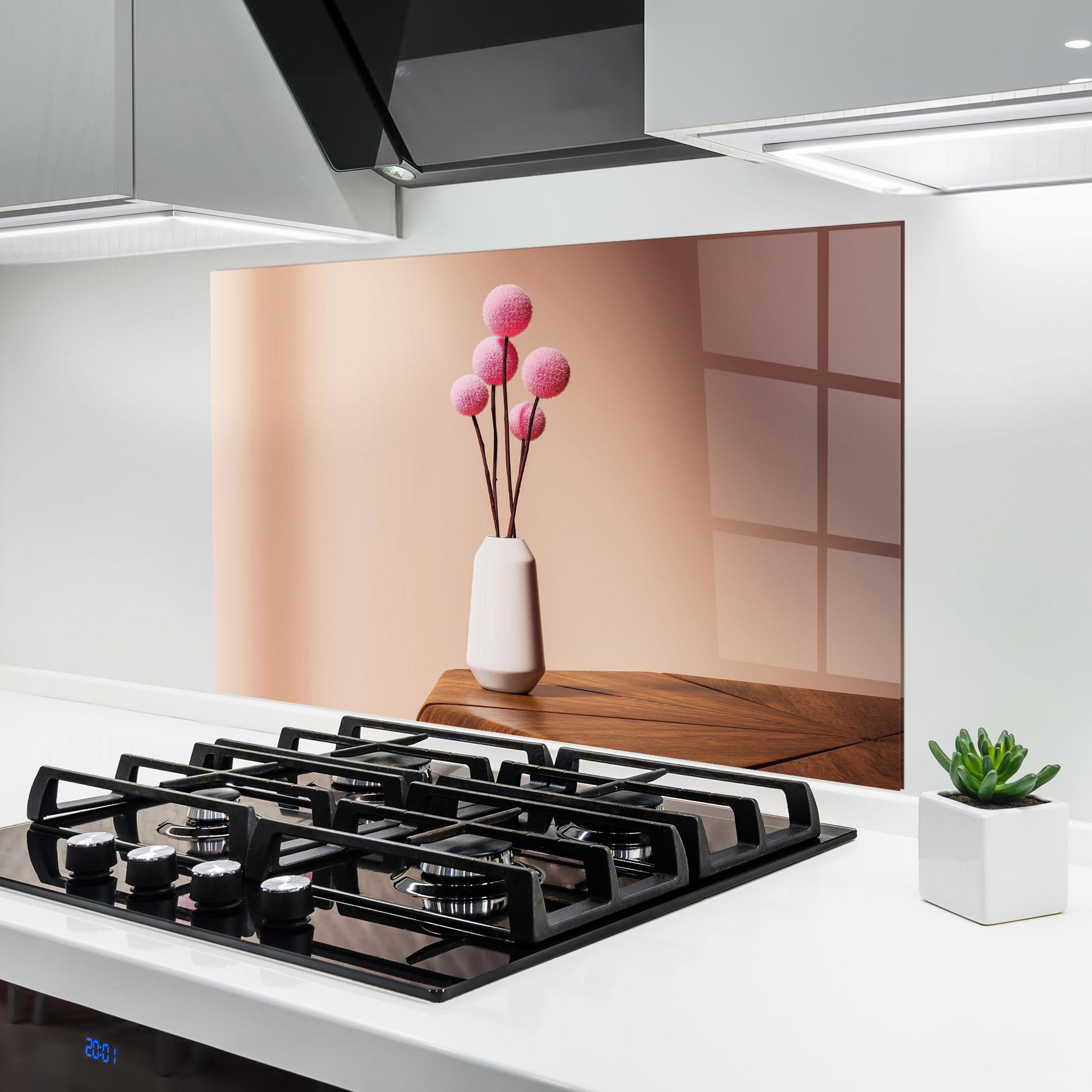 Küchenrückwand Glas Pink Circle Vase mockup 6