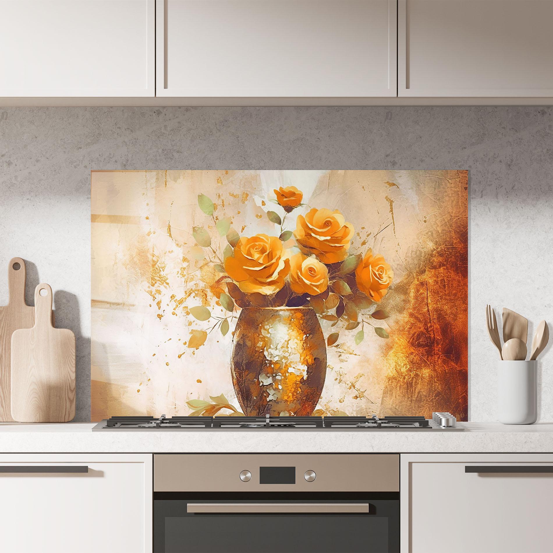 Küchenrückwand Glas Brown Vase Art mockup 7