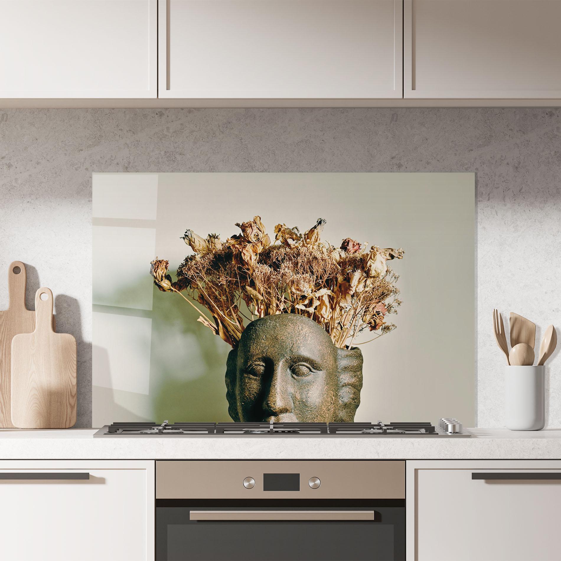 Küchenrückwand Glas Face Vase mockup 7