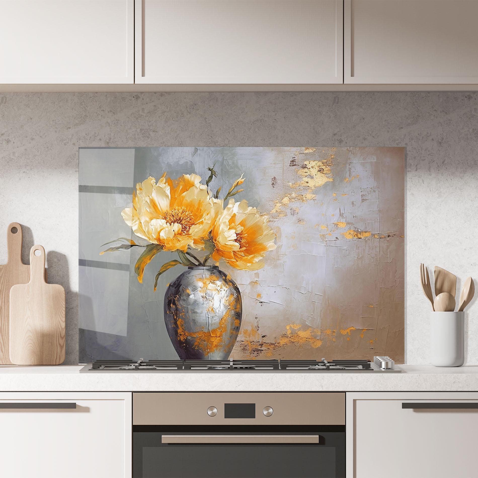 Küchenrückwand Glas Grey Painting Vase mockup 7
