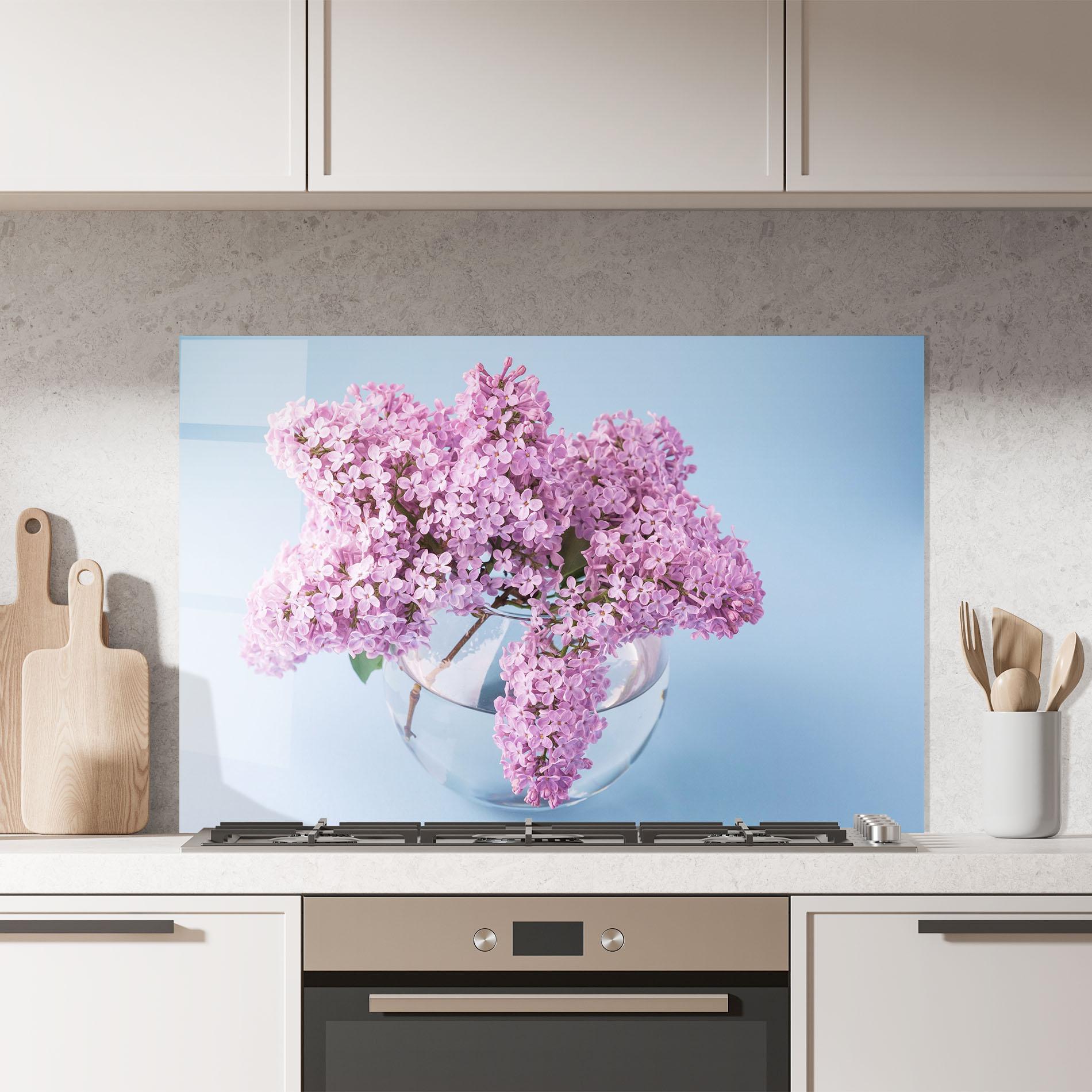 Küchenrückwand Glas Lilac Flower mockup 7