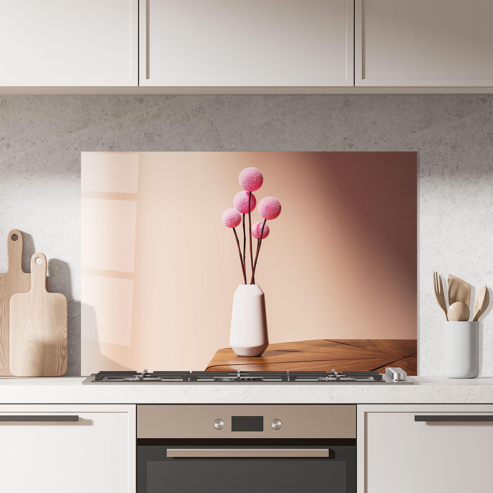 Küchenrückwand Glas Pink Circle Vase mockup 7