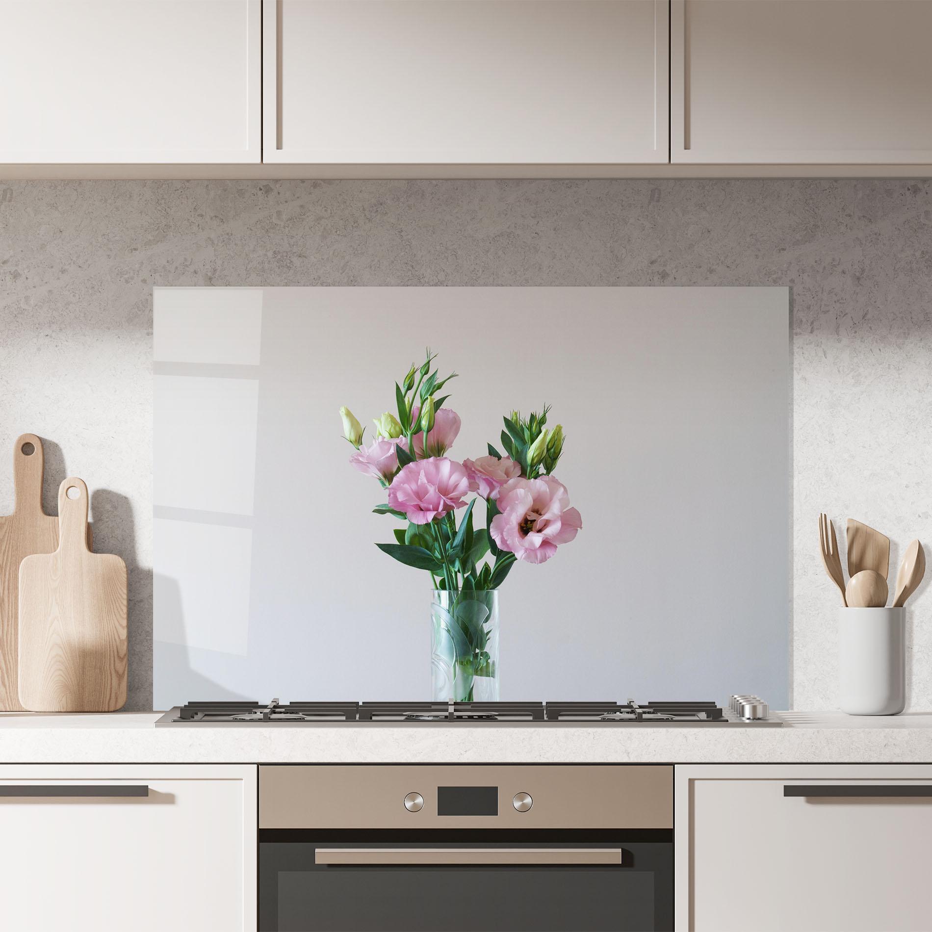 Küchenrückwand Glas Pretty Pink Flower Vase mockup 7