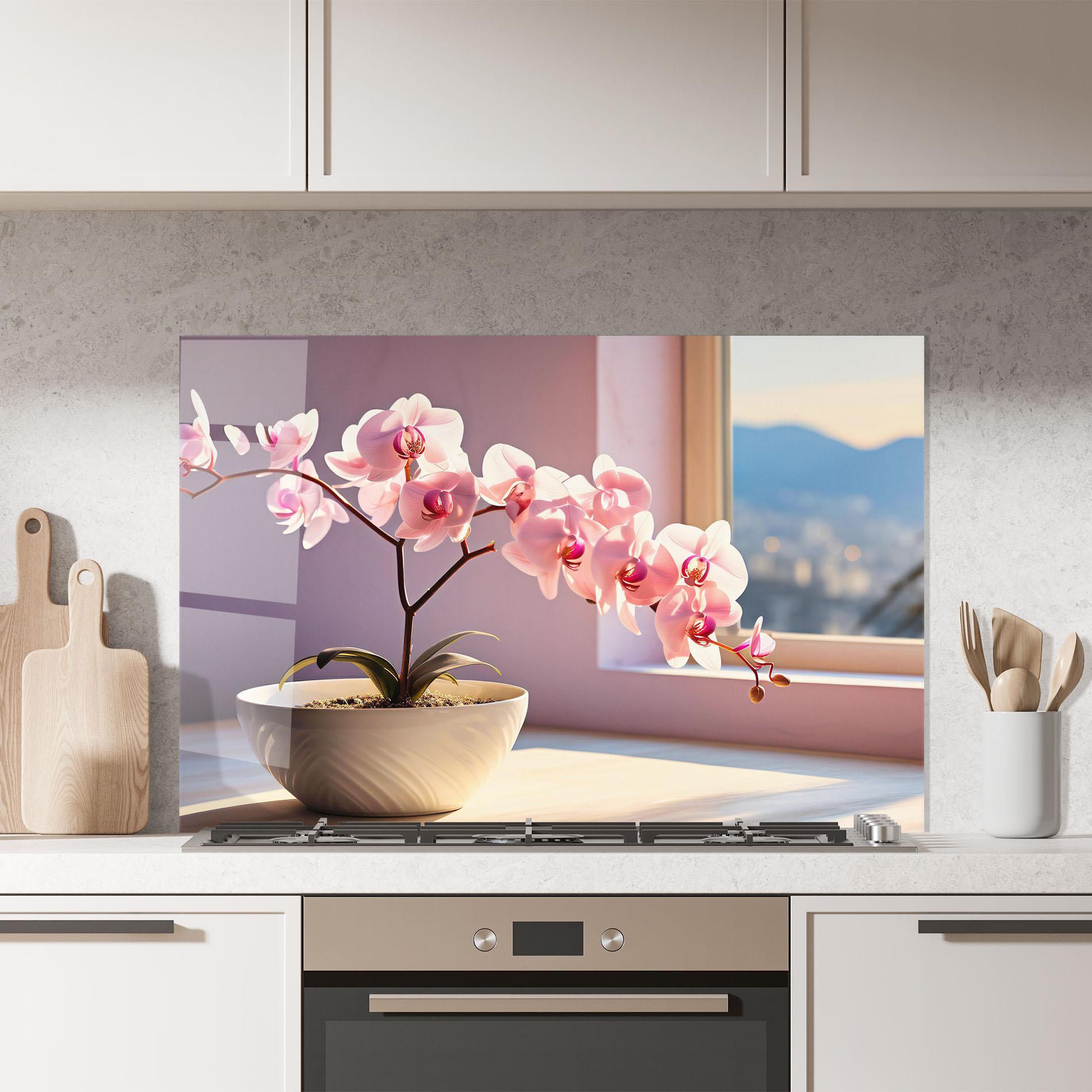 Küchenrückwand Glas Window Vase mockup 7