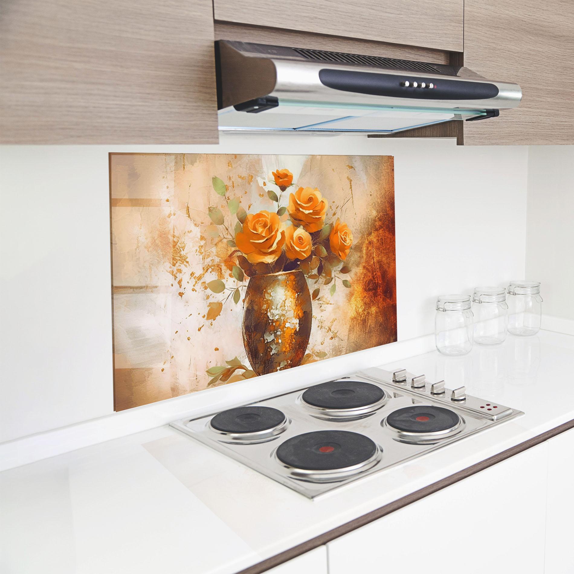 Küchenrückwand Glas Brown Vase Art mockup 8